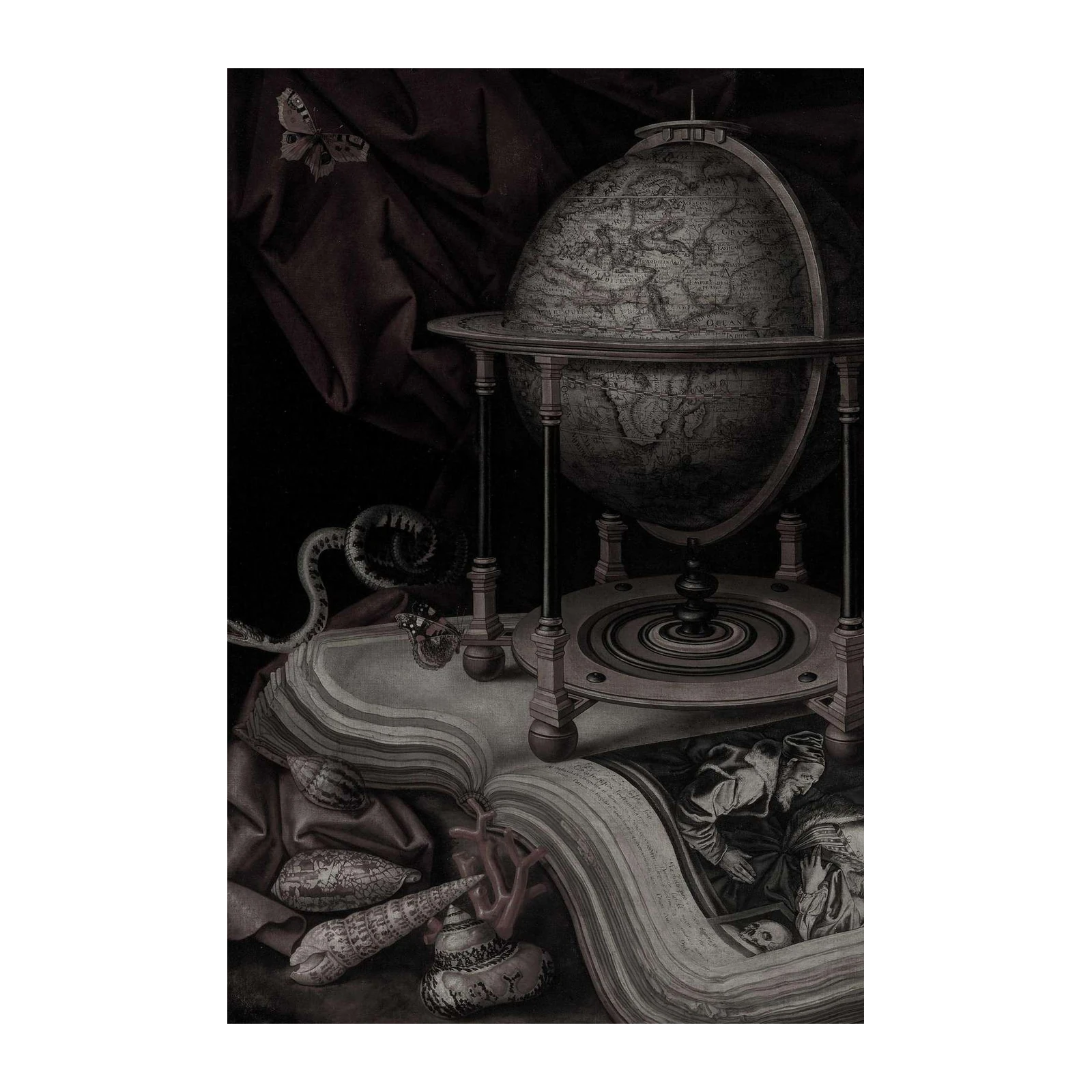 Mysterious Globe & Serpent Vintage Art Wall Art