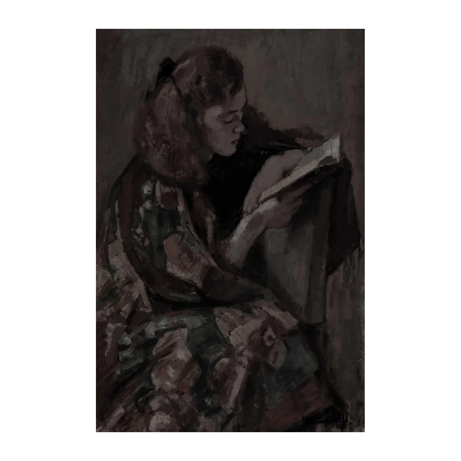 Vintage Reading Woman Dark Academia Wall Art