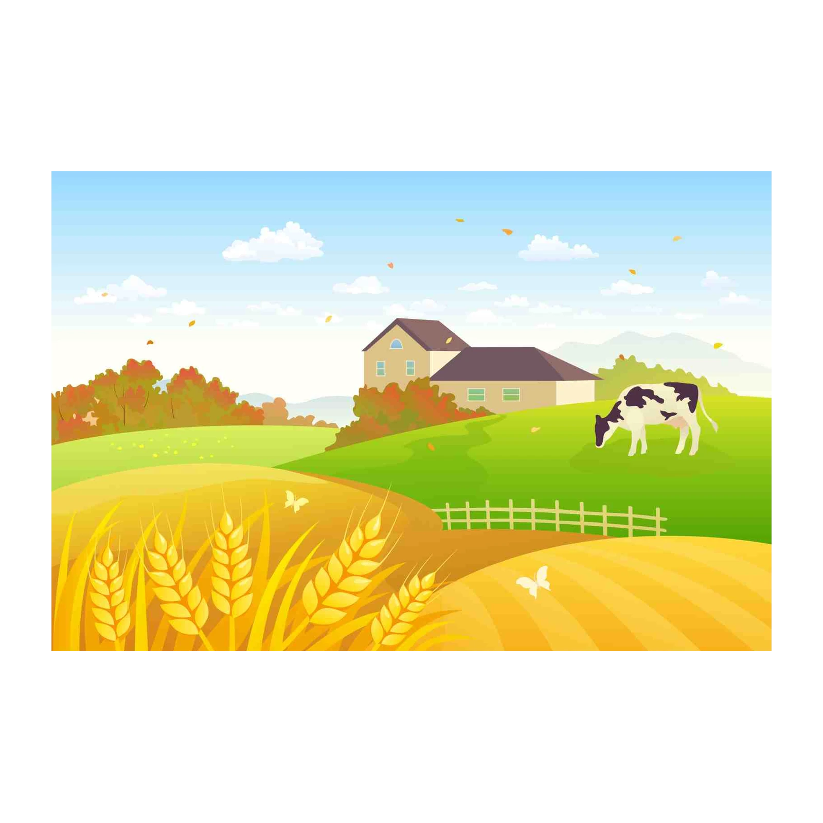 Golden Harvest Farm & Cow Wall Art