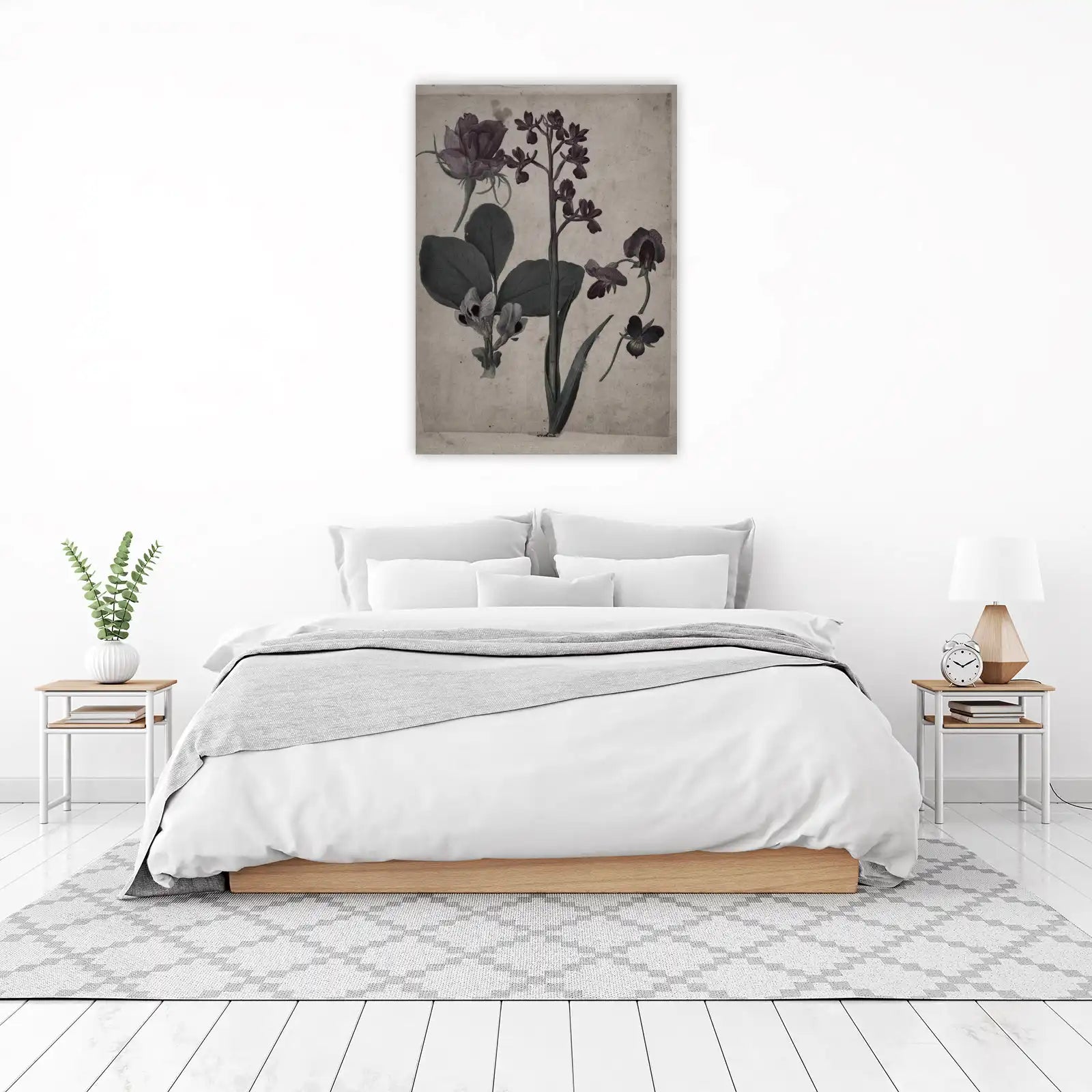 Vintage Botanical Rose & Orchid Wall Art