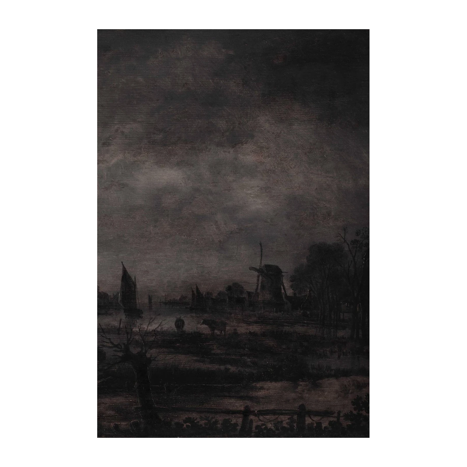 Vintage Dutch Landscape Windmill Wall Art