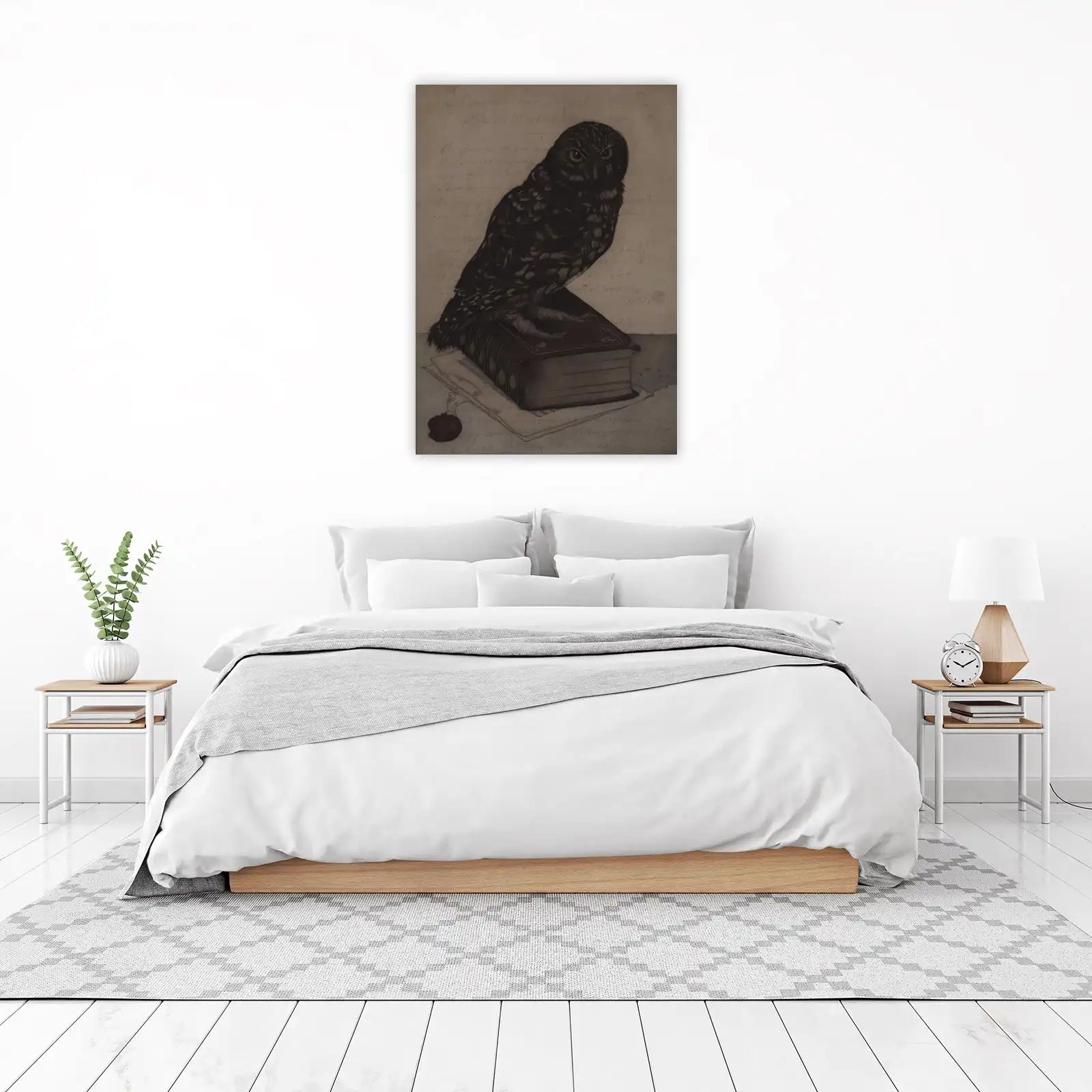 Wise Owl on Book Vintage Art Wall Art