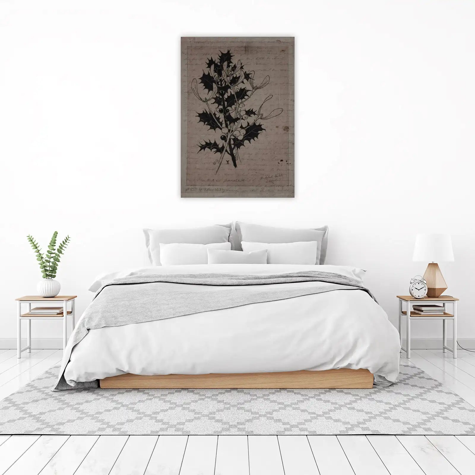 Vintage Holly & Mistletoe Botanical Wall Art