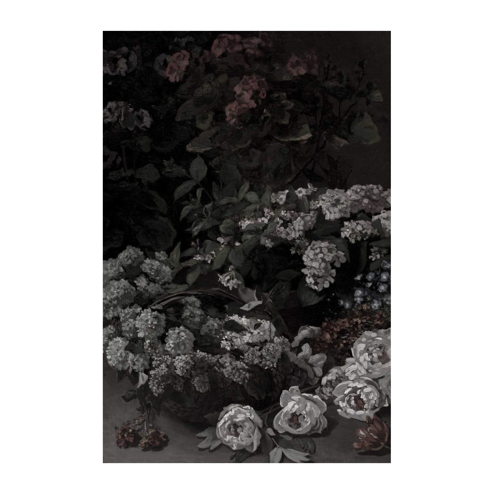 Dark Floral Still Life Vintage Wall Art