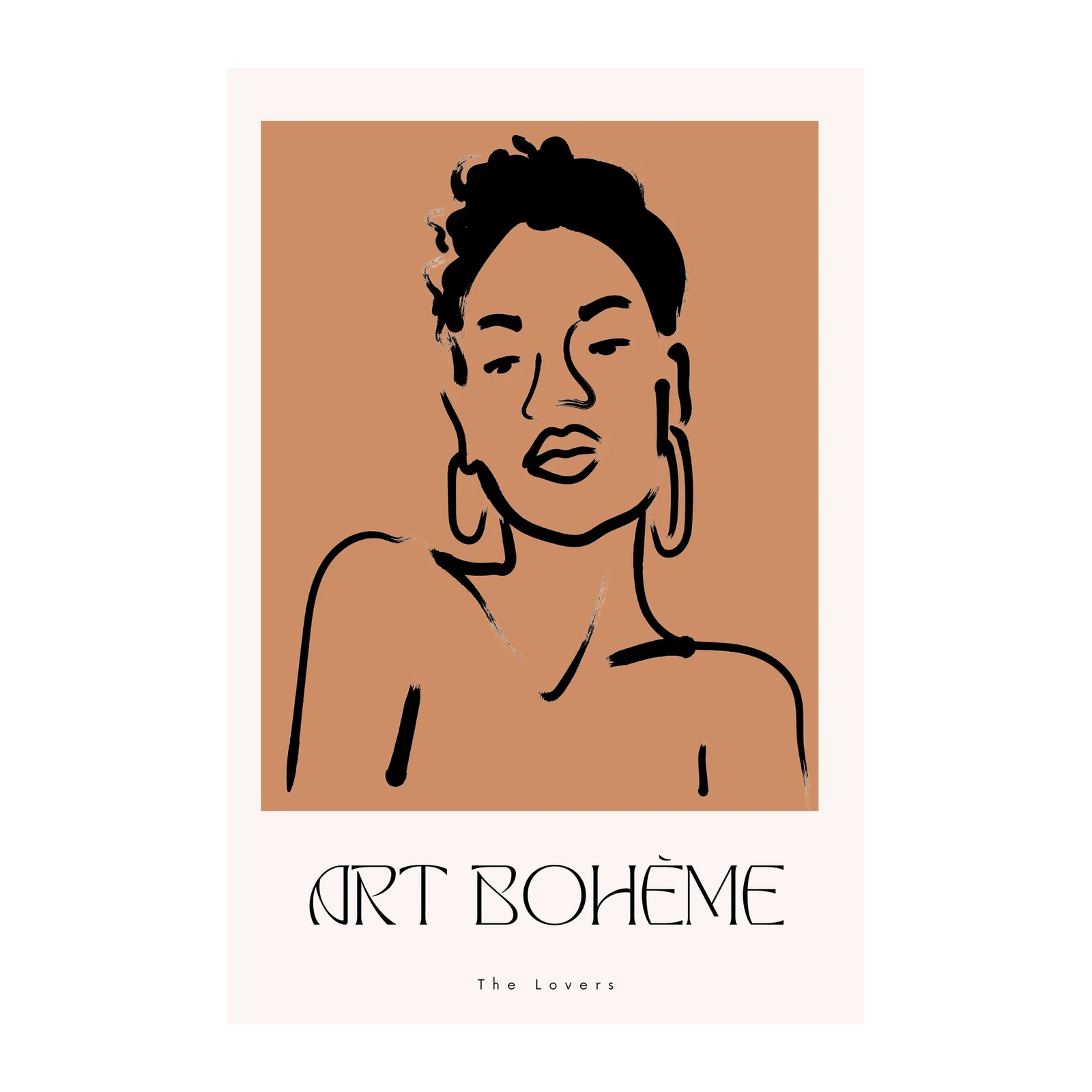 Bohemian Portrait Line Art Wall Art