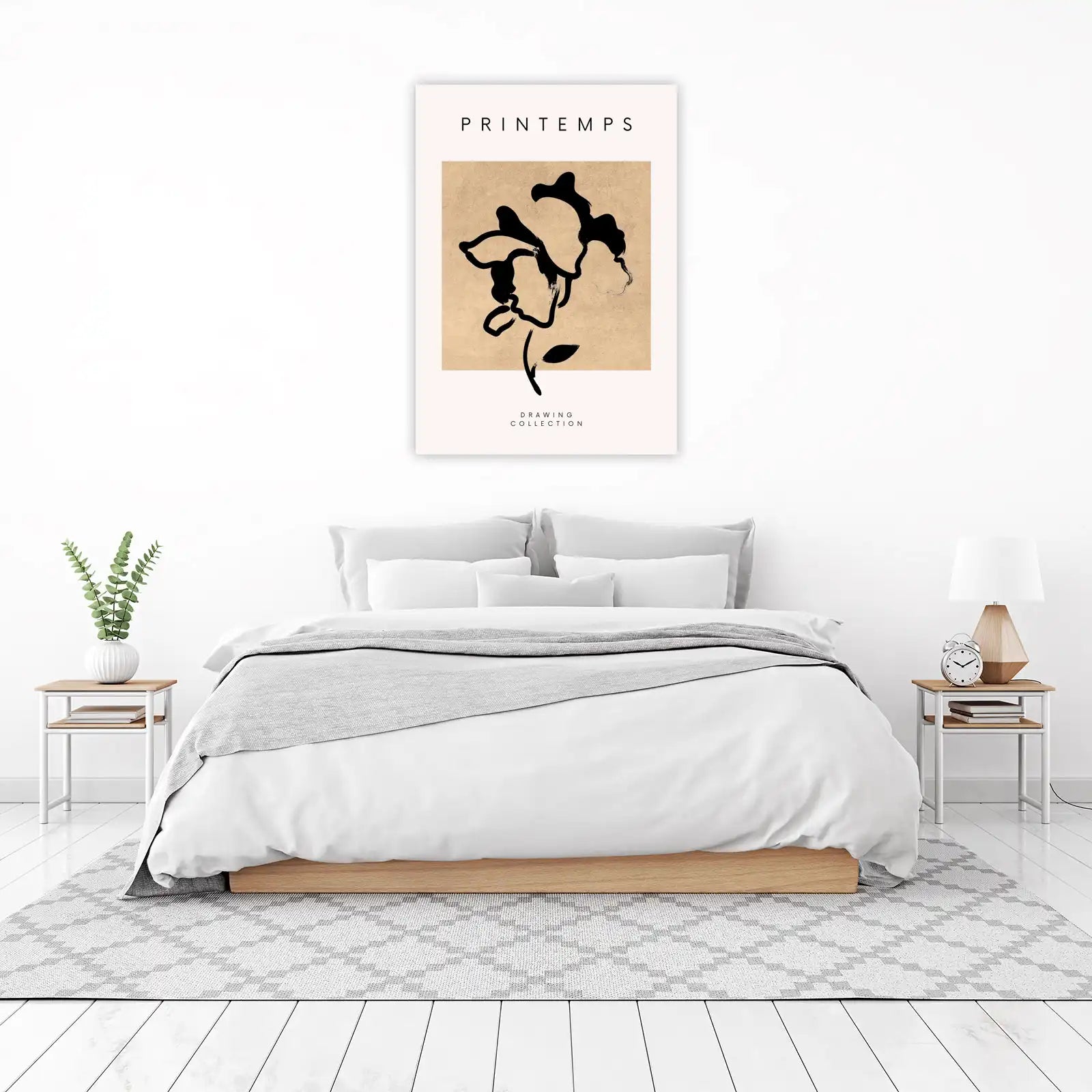 Minimalist Black Flower Print Canvas