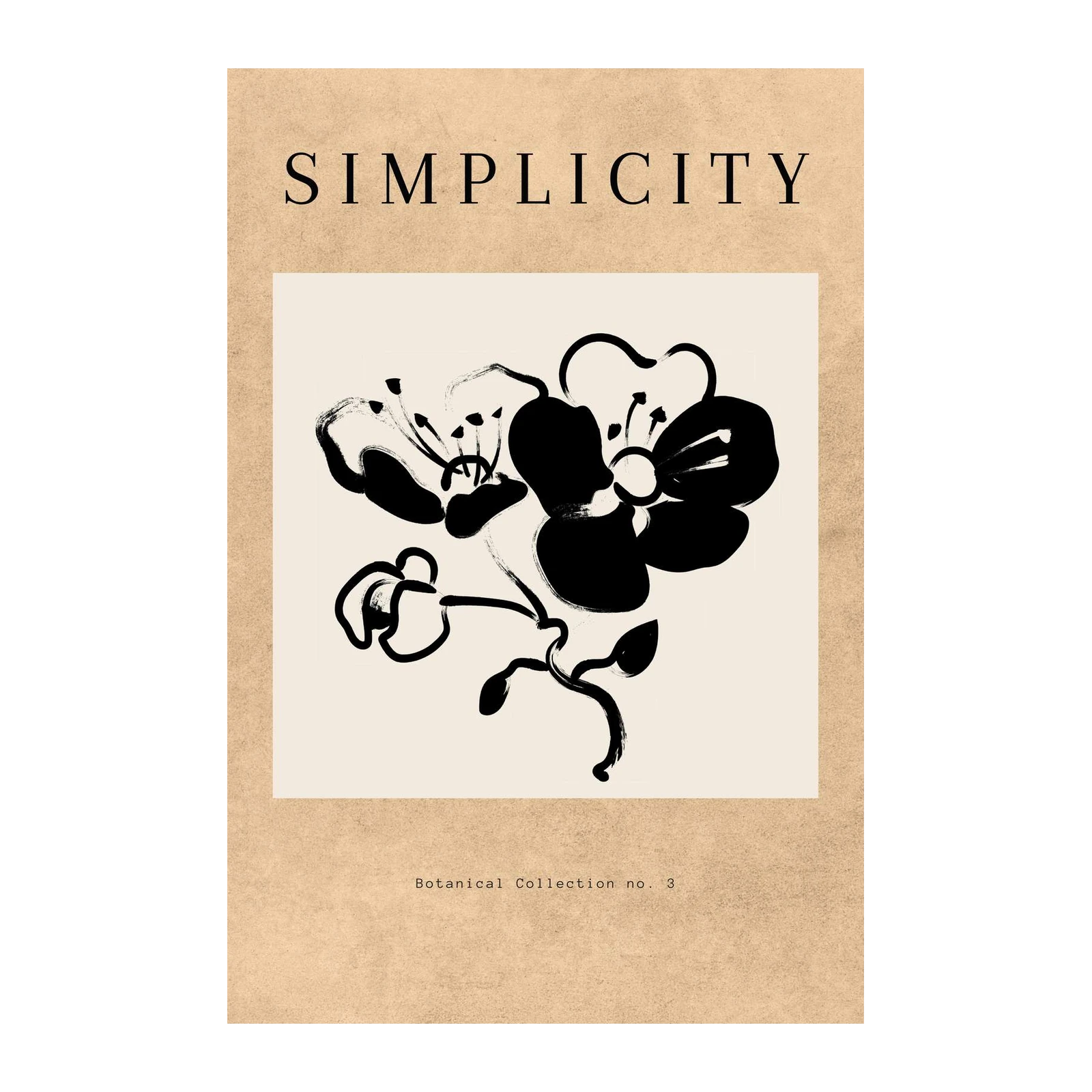 Minimalist Floral Black & Cream Wall Art