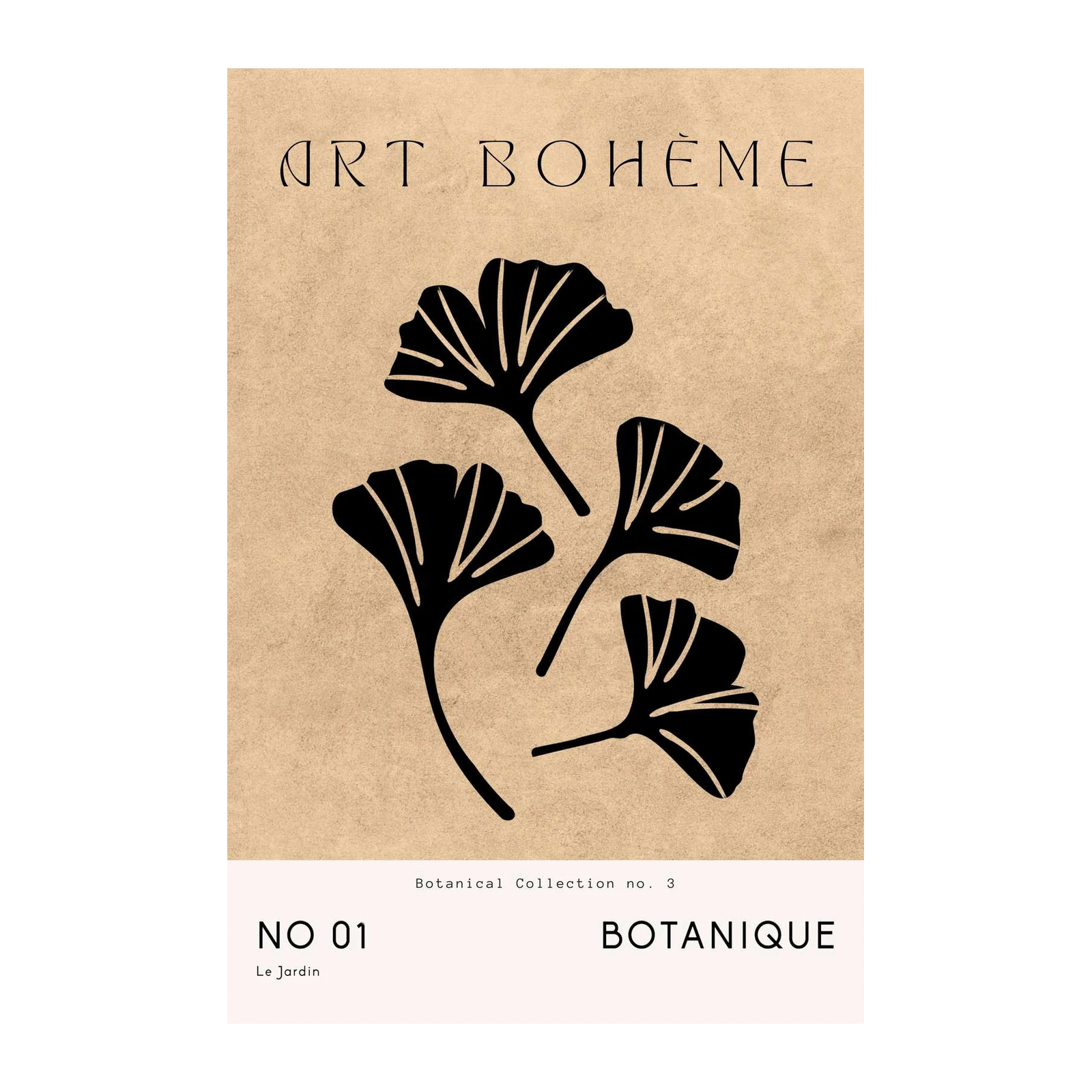 Black Ginkgo Leaf Minimalist Botanical Wall Art