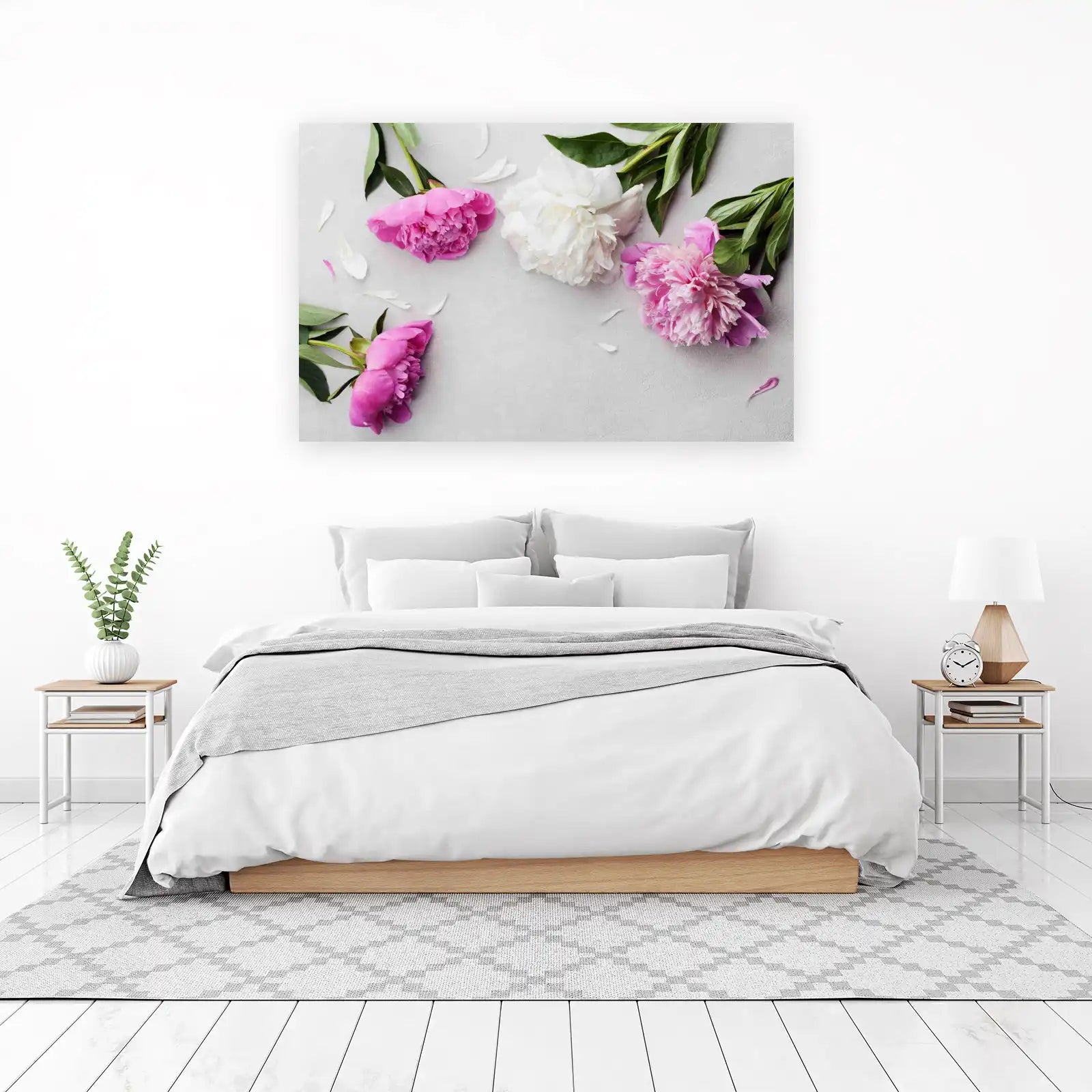Elegant Pink & White Peonies Wall Art