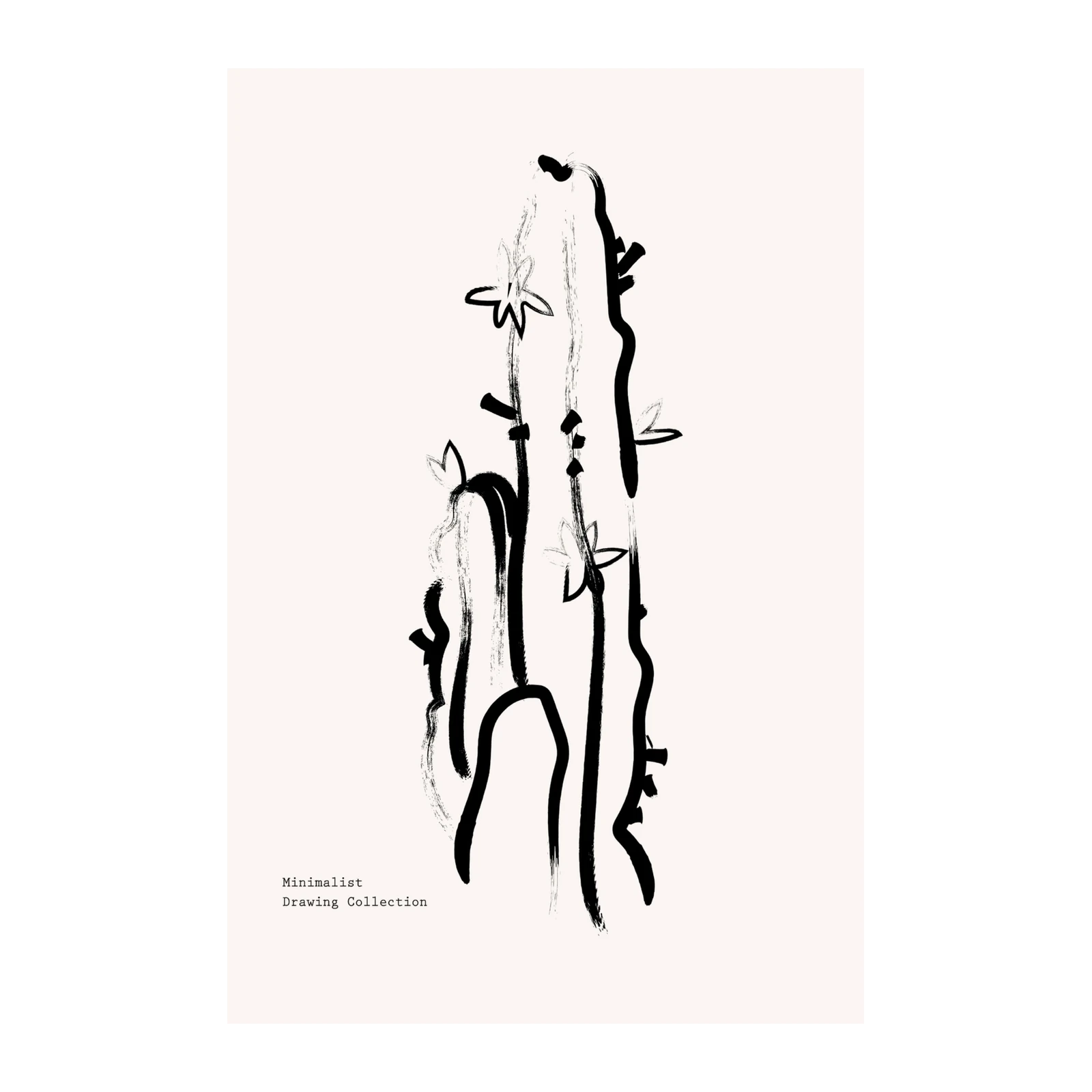 Abstract Cactus Brushstroke Wall Art