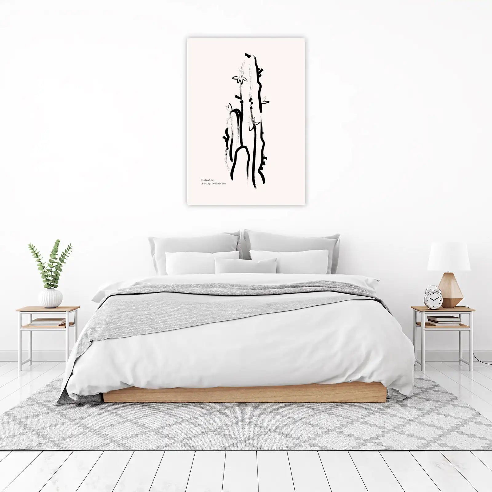 Abstract Cactus Brushstroke Wall Art