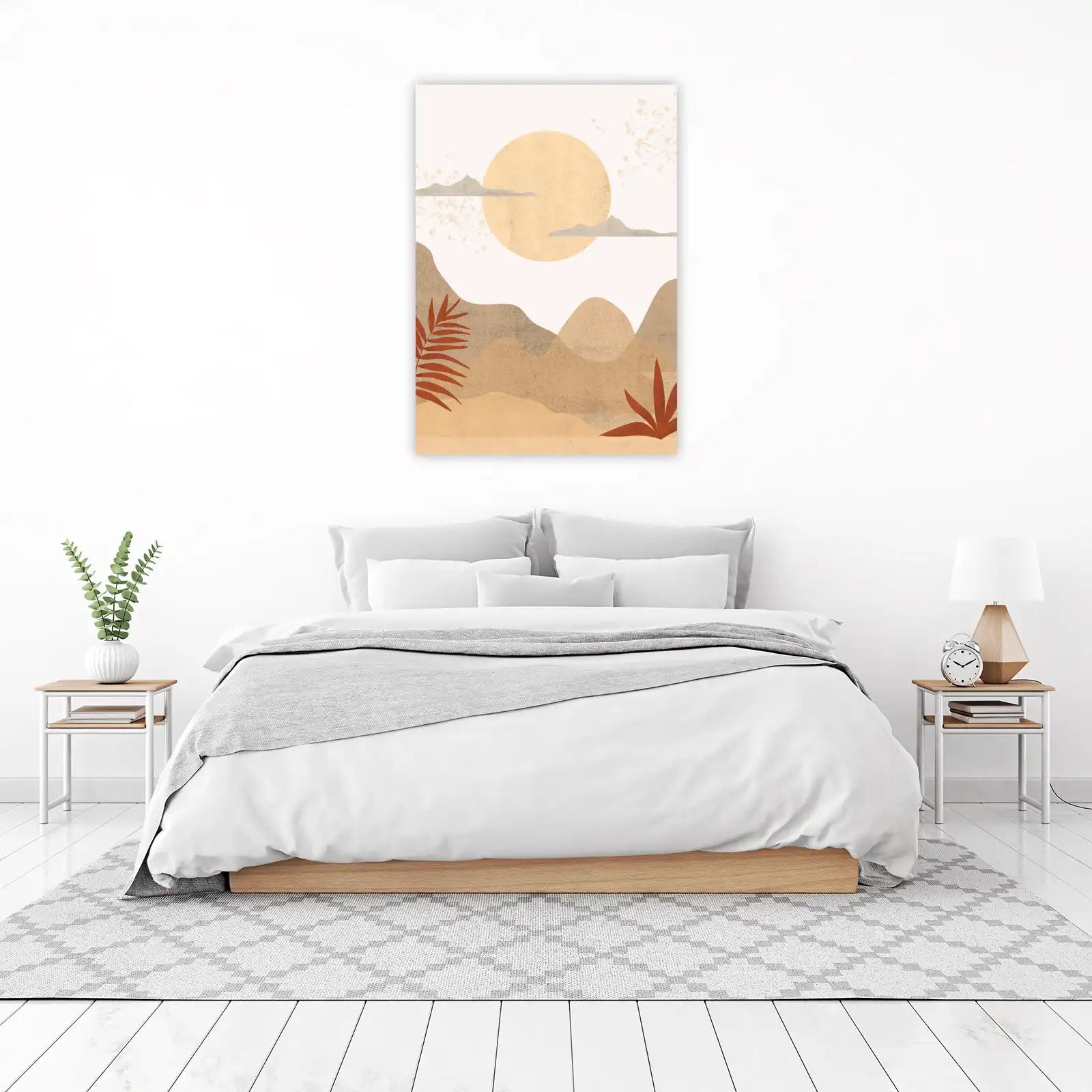 Boho Desert Landscape Sun & Plants Wall Art