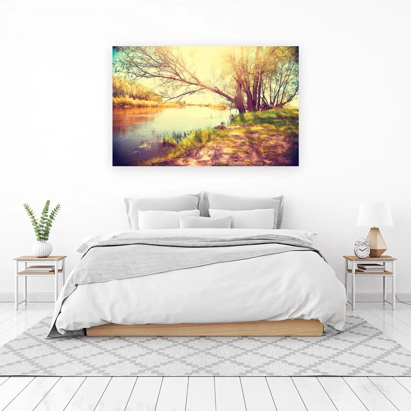 Serene Riverbank Landscape Wall Art