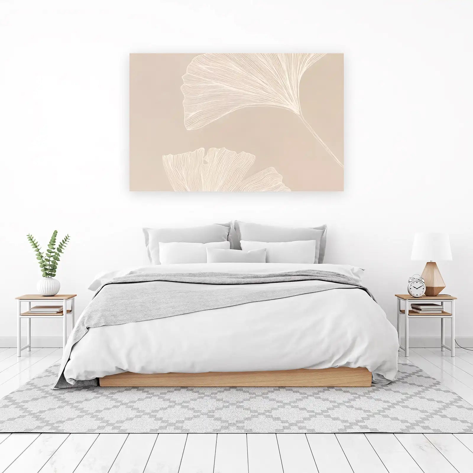 Elegant Ginkgo Leaves Botanical Line Art Wall Art