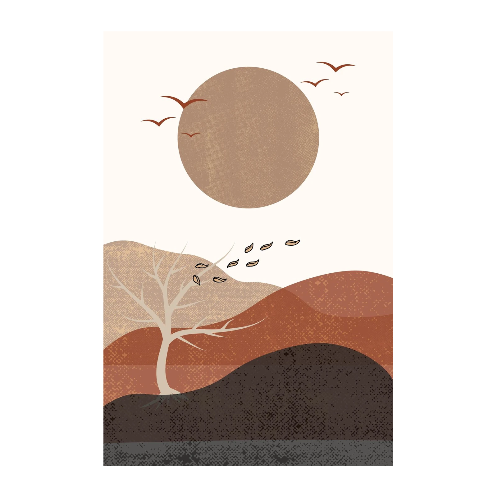 Boho Desert Landscape Birds Wall Art