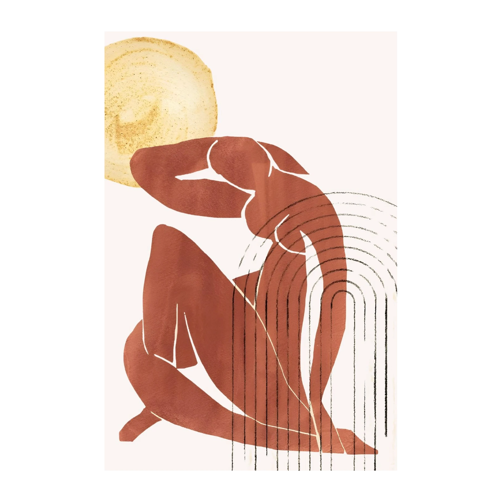 Boho Abstract Figure Earth Tones Wall Art