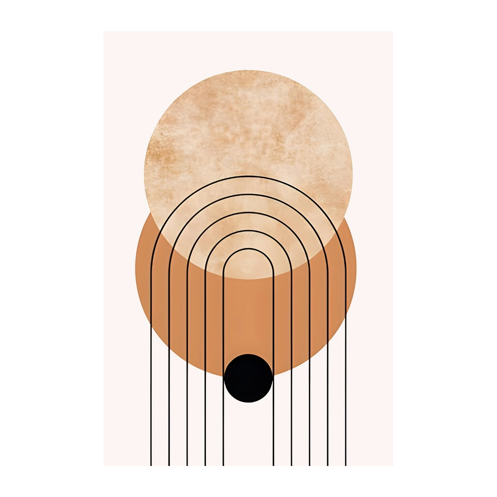 Boho Arch Geometric Beige & Orange Wall Art