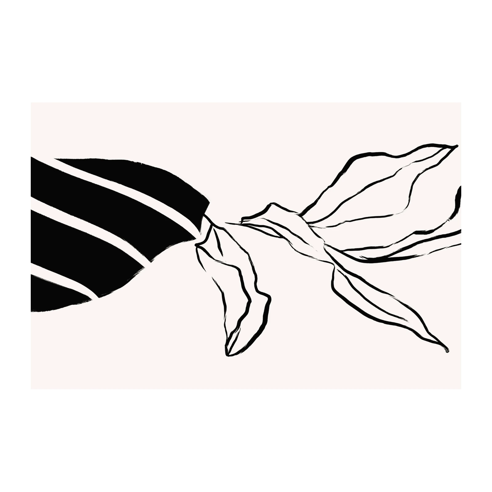 Elegant Abstract Floral Black & White Wall Art