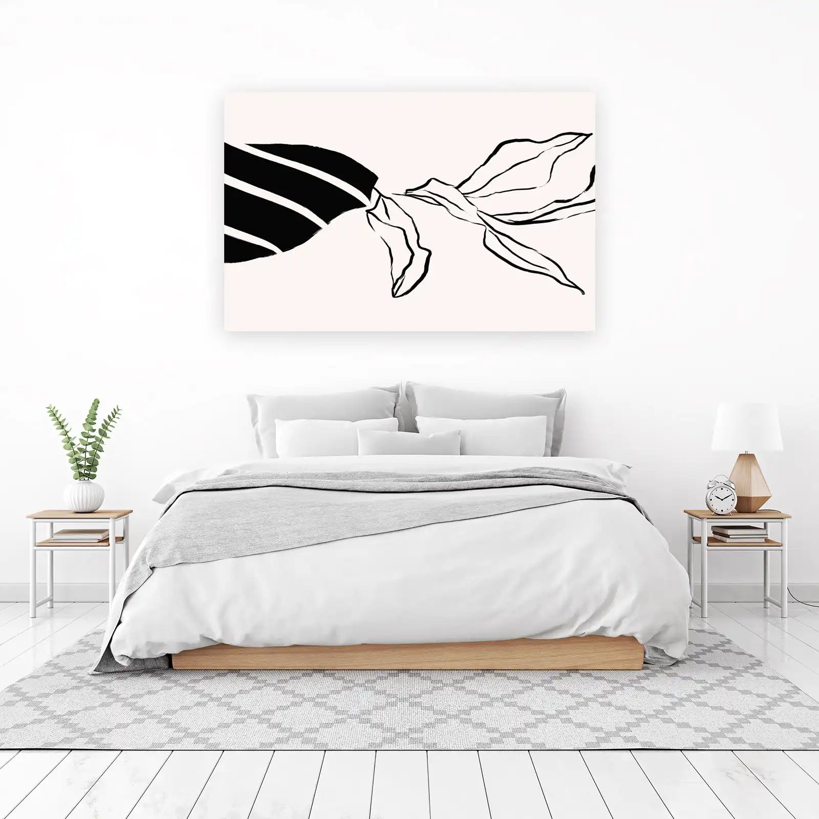 Elegant Abstract Floral Black & White Wall Art