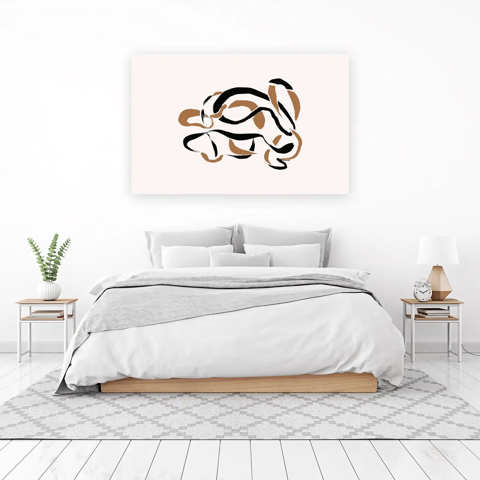Abstract Brush Stroke Black & Tan Wall Art