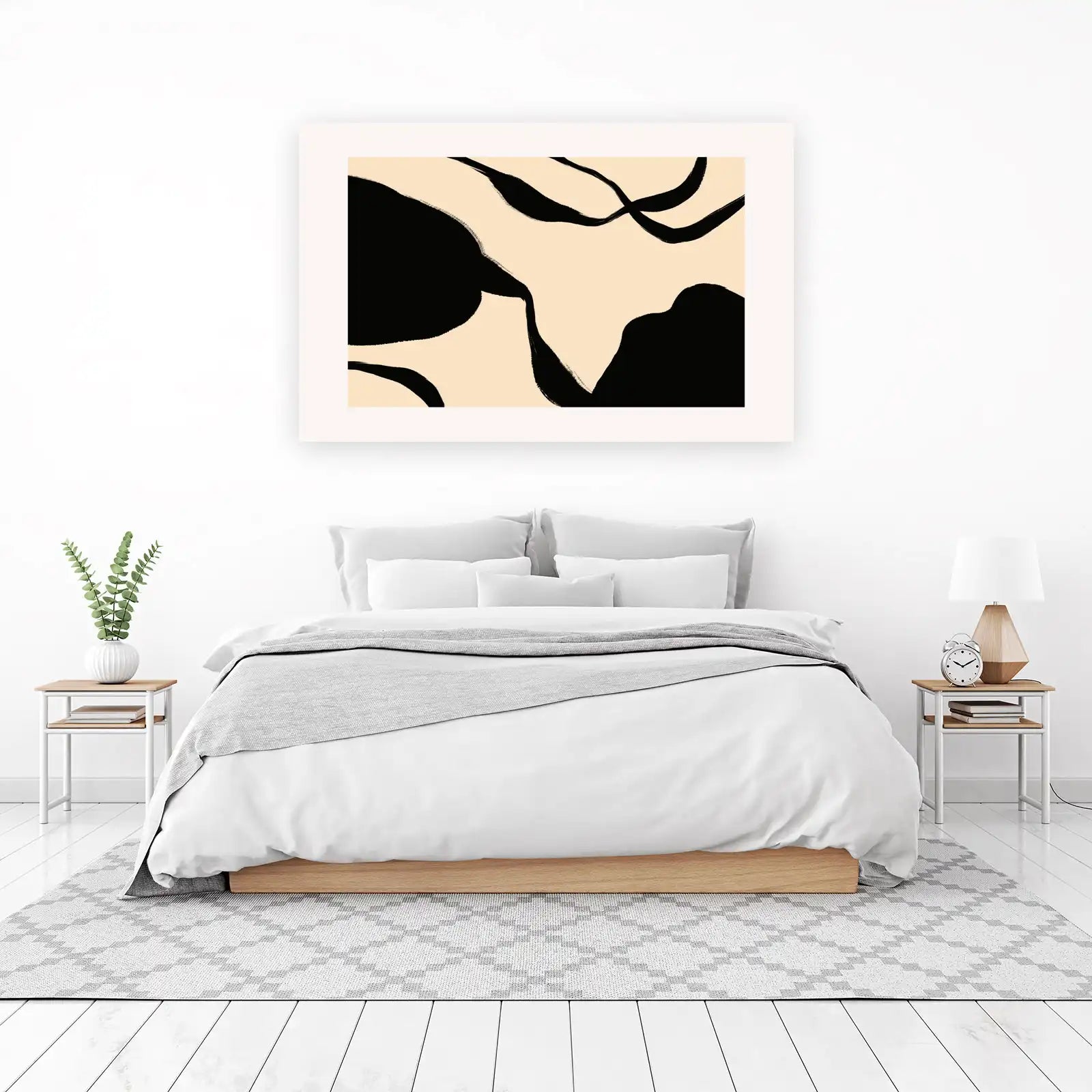 Abstract Black & Beige Organic Forms Wall Art