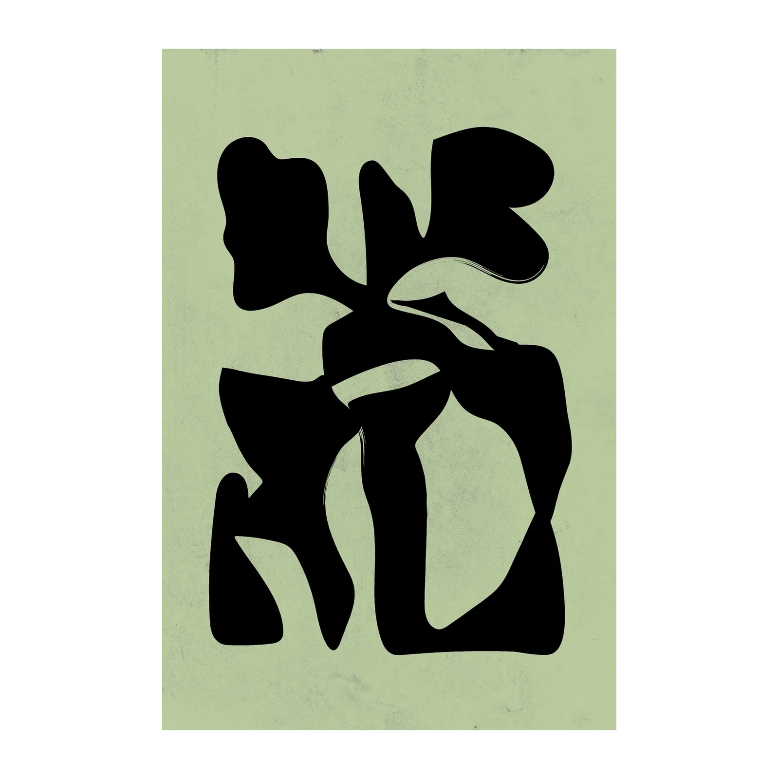 Abstract Black & Sage Green Wall Art