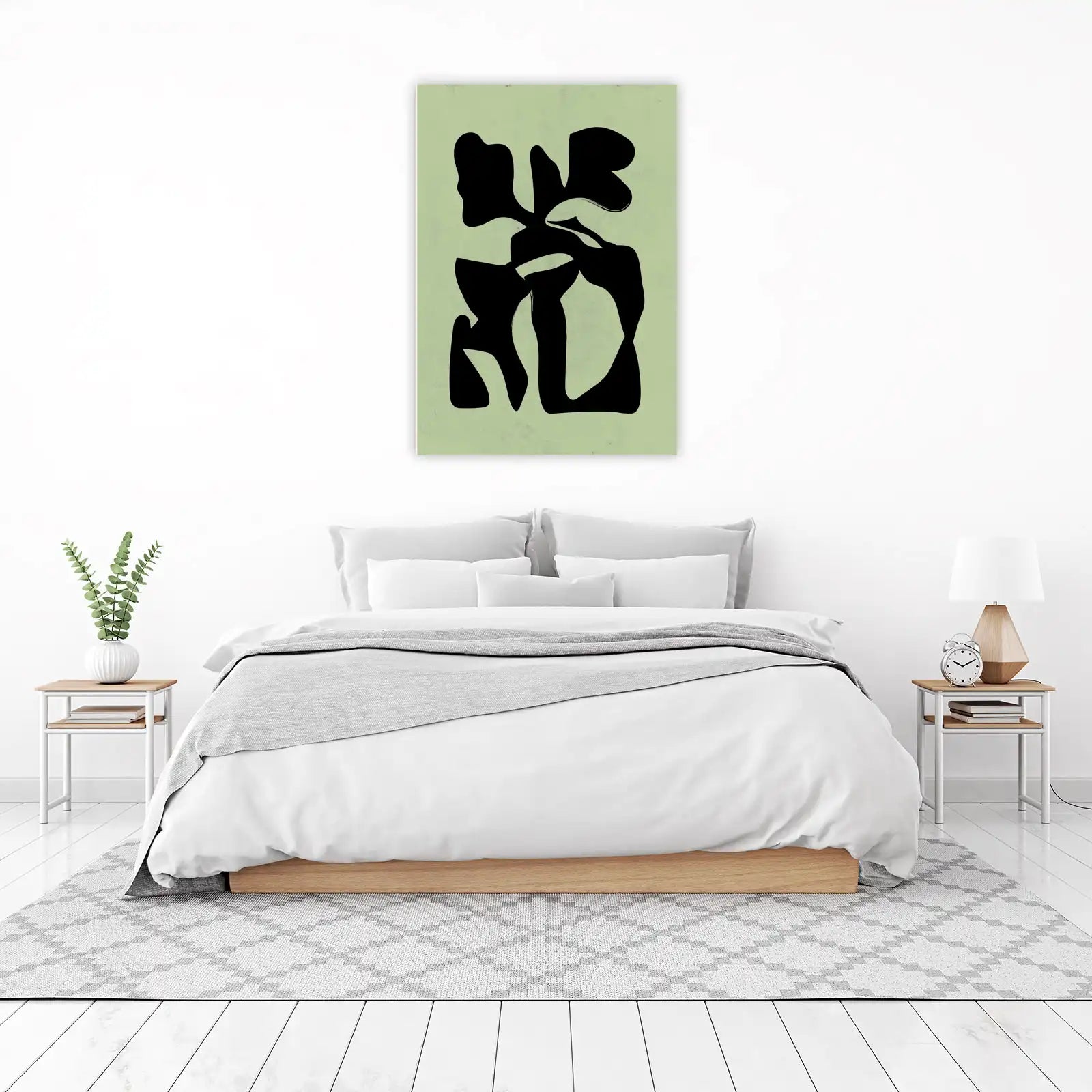 Abstract Black & Sage Green Wall Art