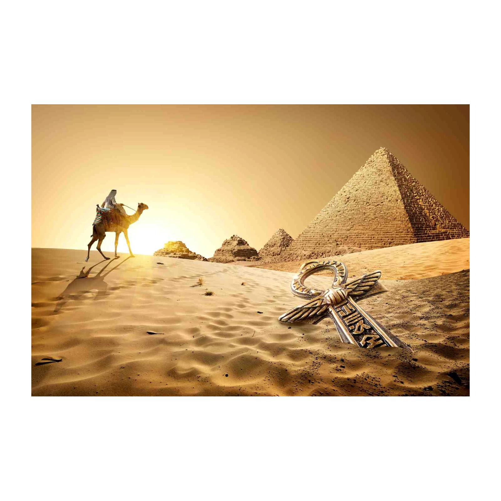Ancient Egyptian Pyramids Ankh Symbol Desert Wall Art