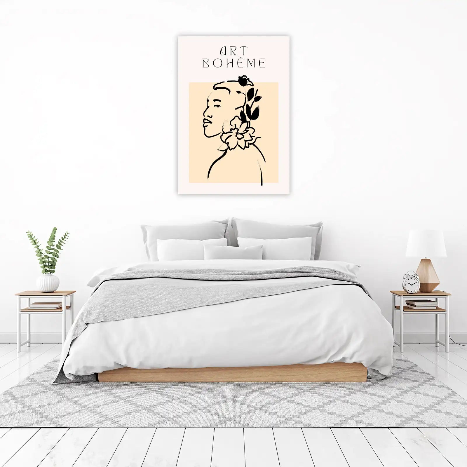Bohemian Floral Face Line Art Wall Art