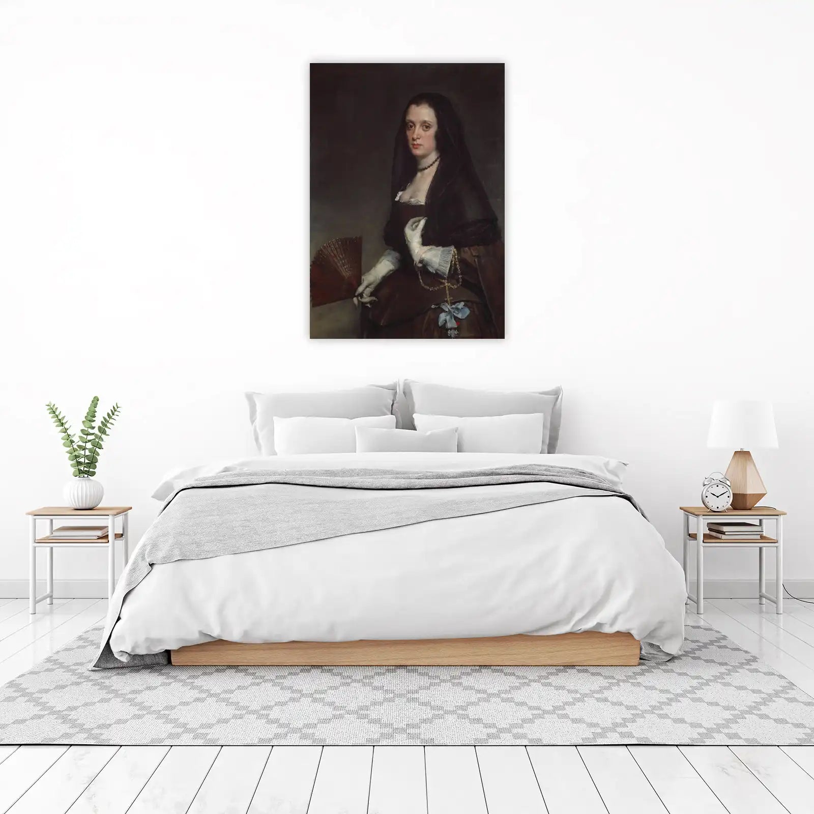 Elegant Lady with Fan Baroque Wall Art