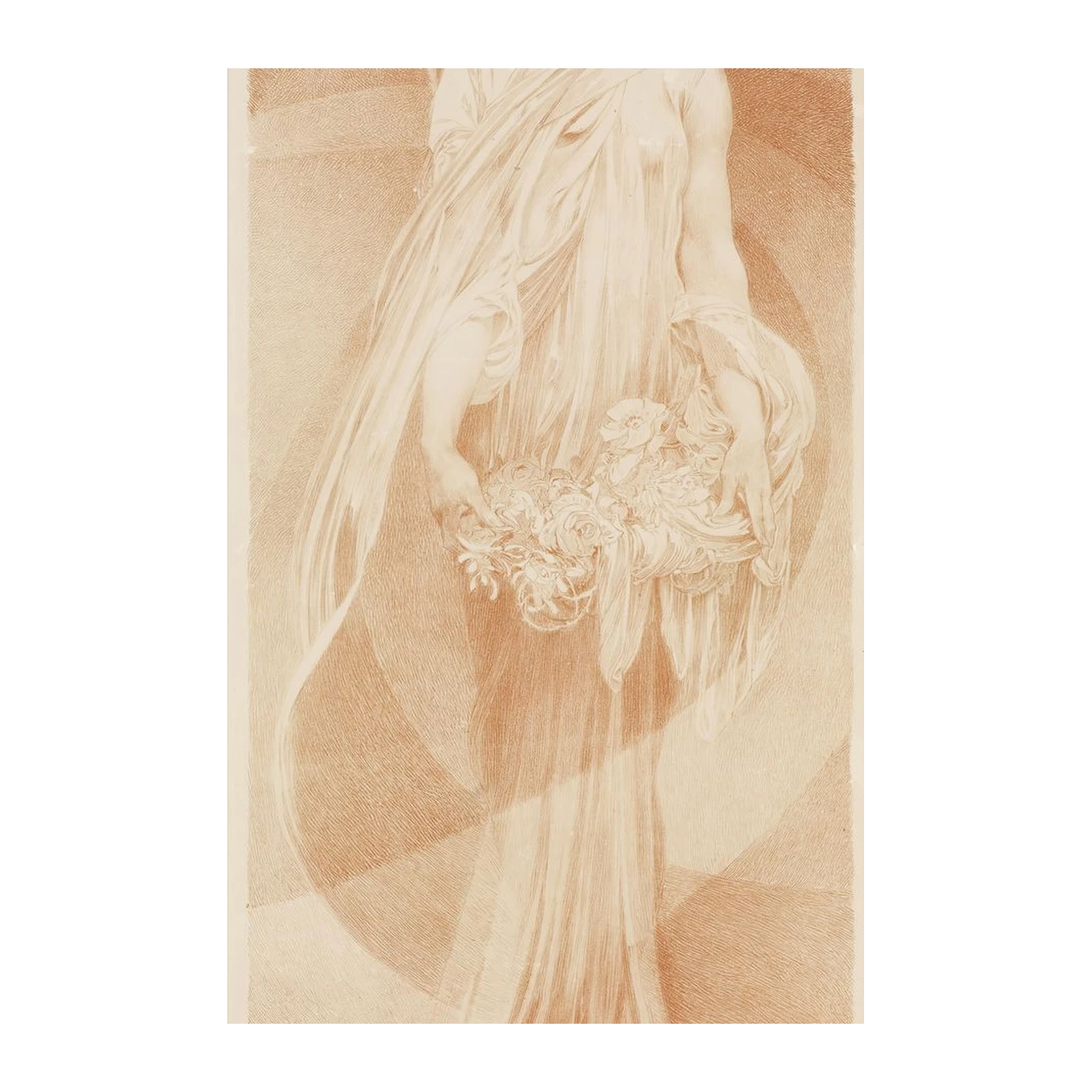 Art Nouveau Woman Rose Bouquet Wall Art