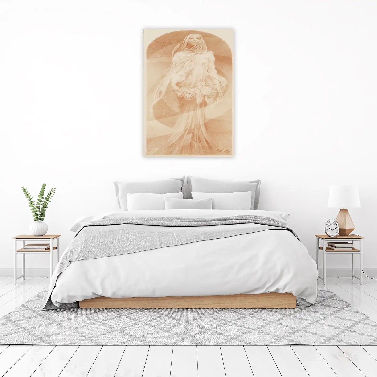 Art Nouveau Woman Rose Bouquet Wall Art