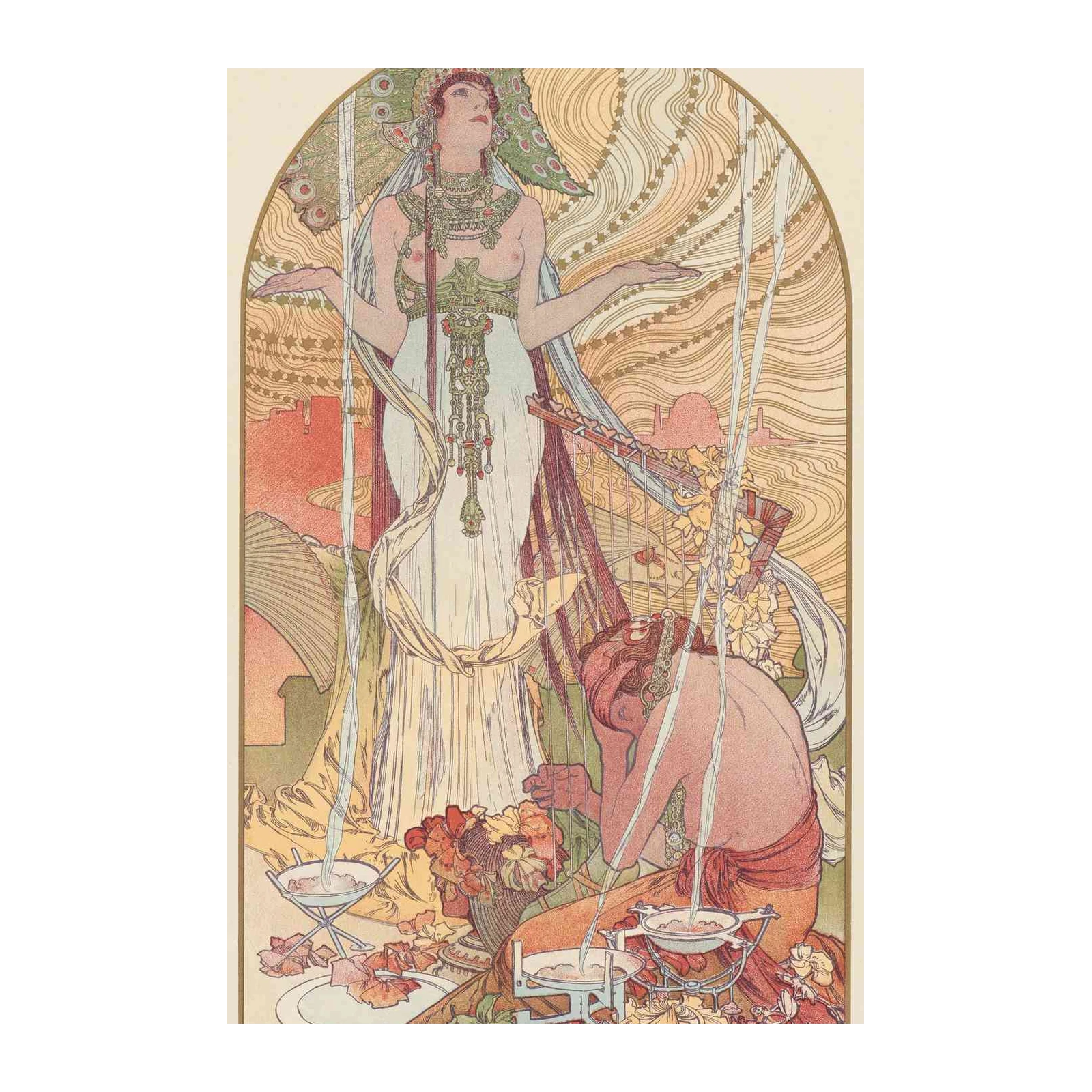 Art Nouveau Goddess Harp Wall Art