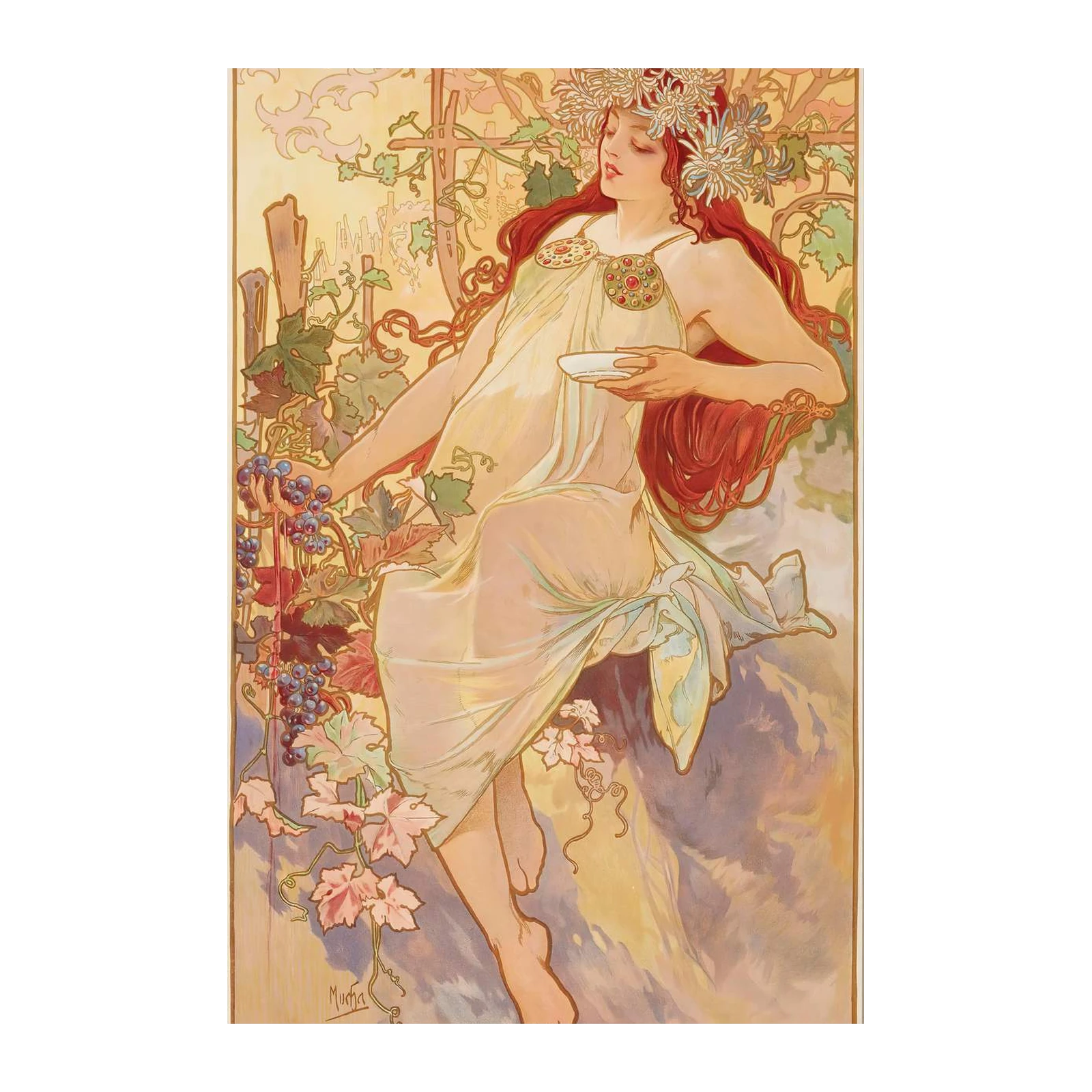 Art Nouveau Grape Goddess Wall Art