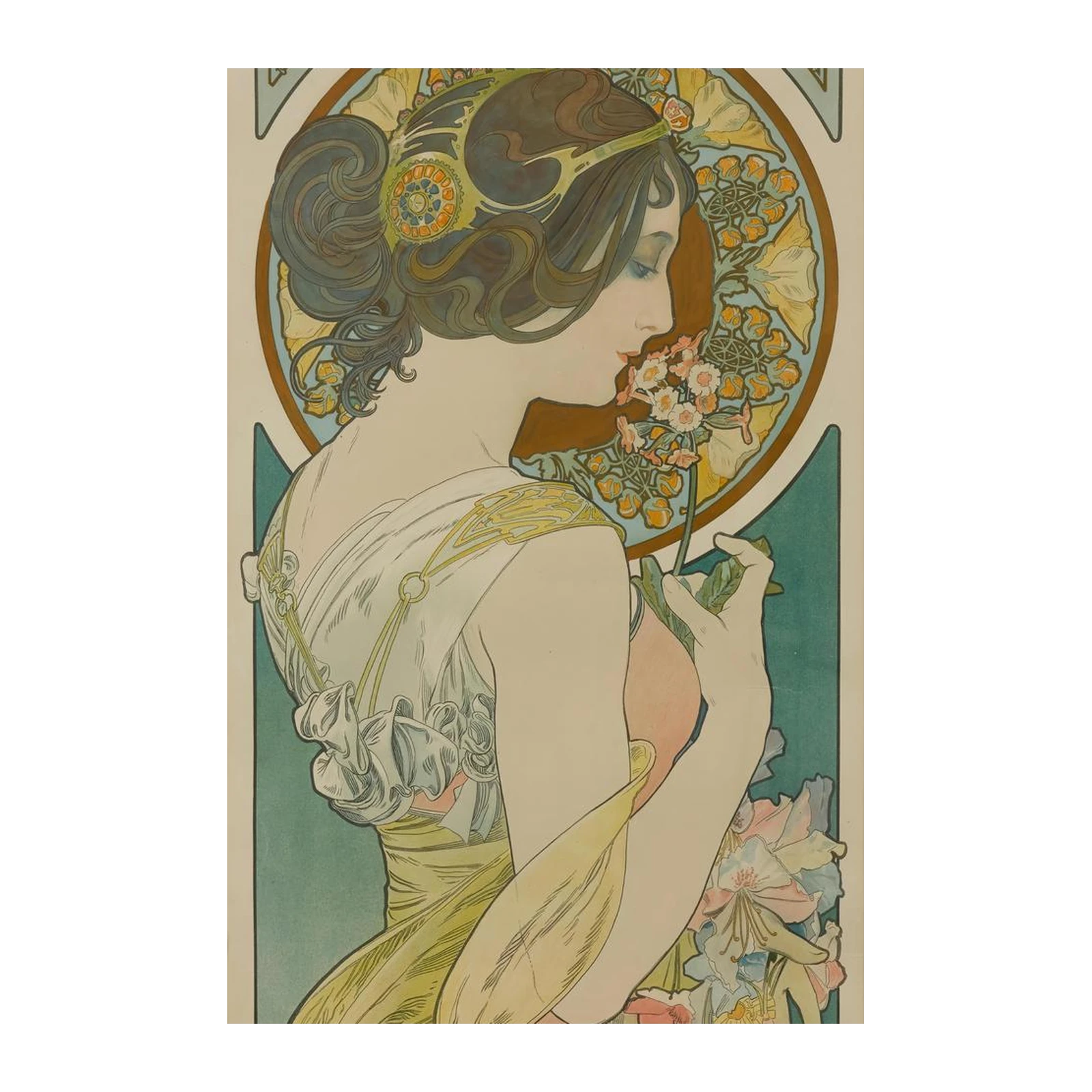 Art Nouveau Floral Lady Wall Art
