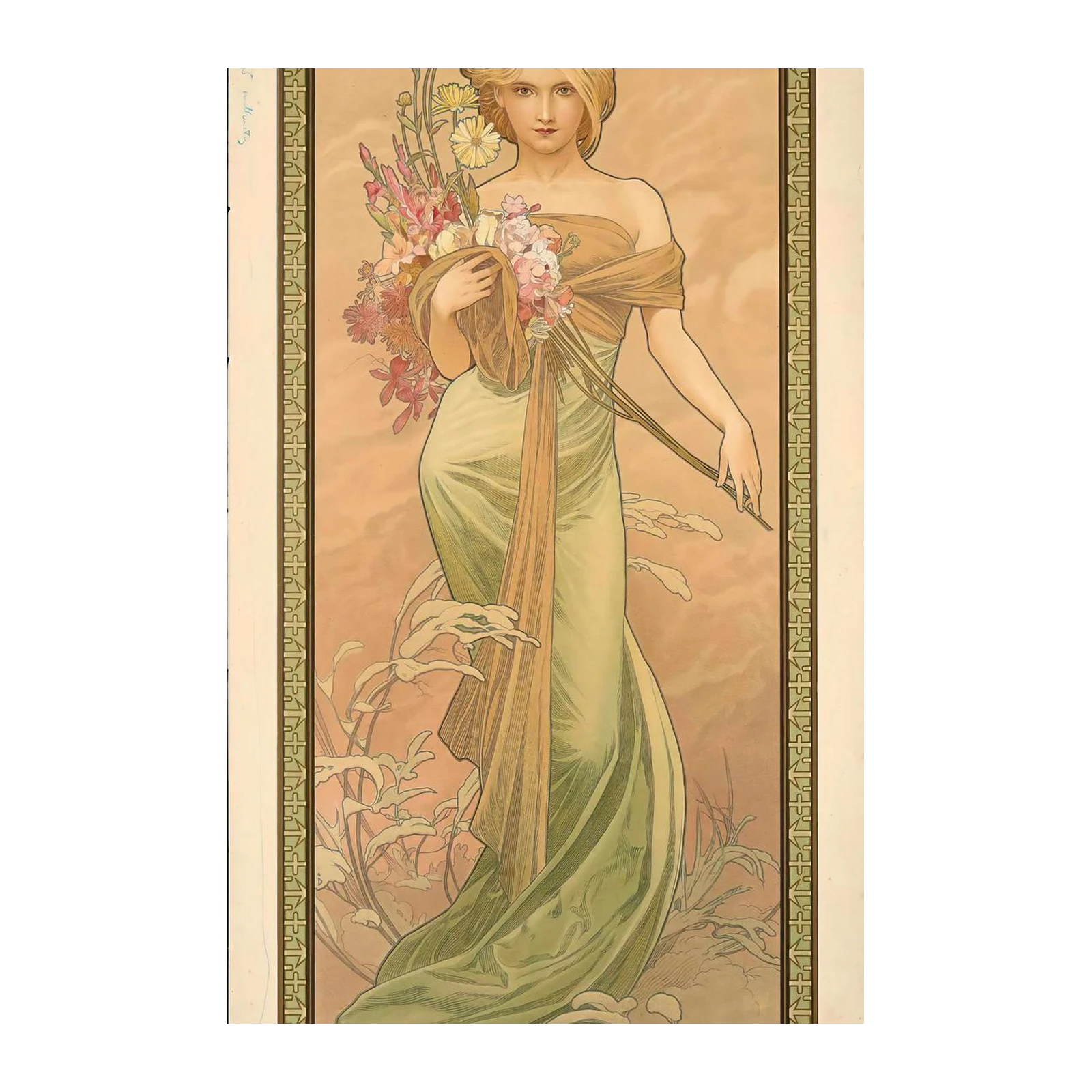 Art Nouveau Floral Maiden Wall Art