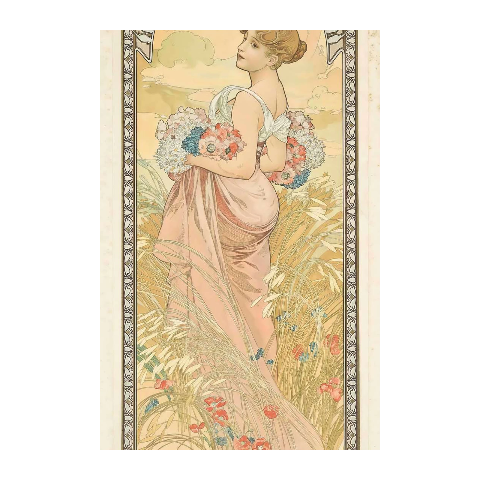 Art Nouveau Poppies & Wheat Field Wall Art