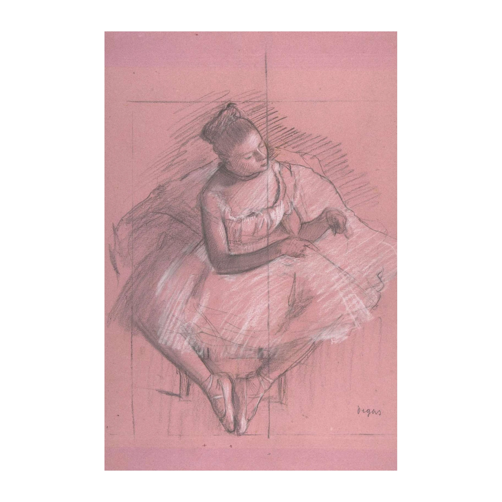 Elegant Ballerina Pose Charcoal Drawing Wall Art