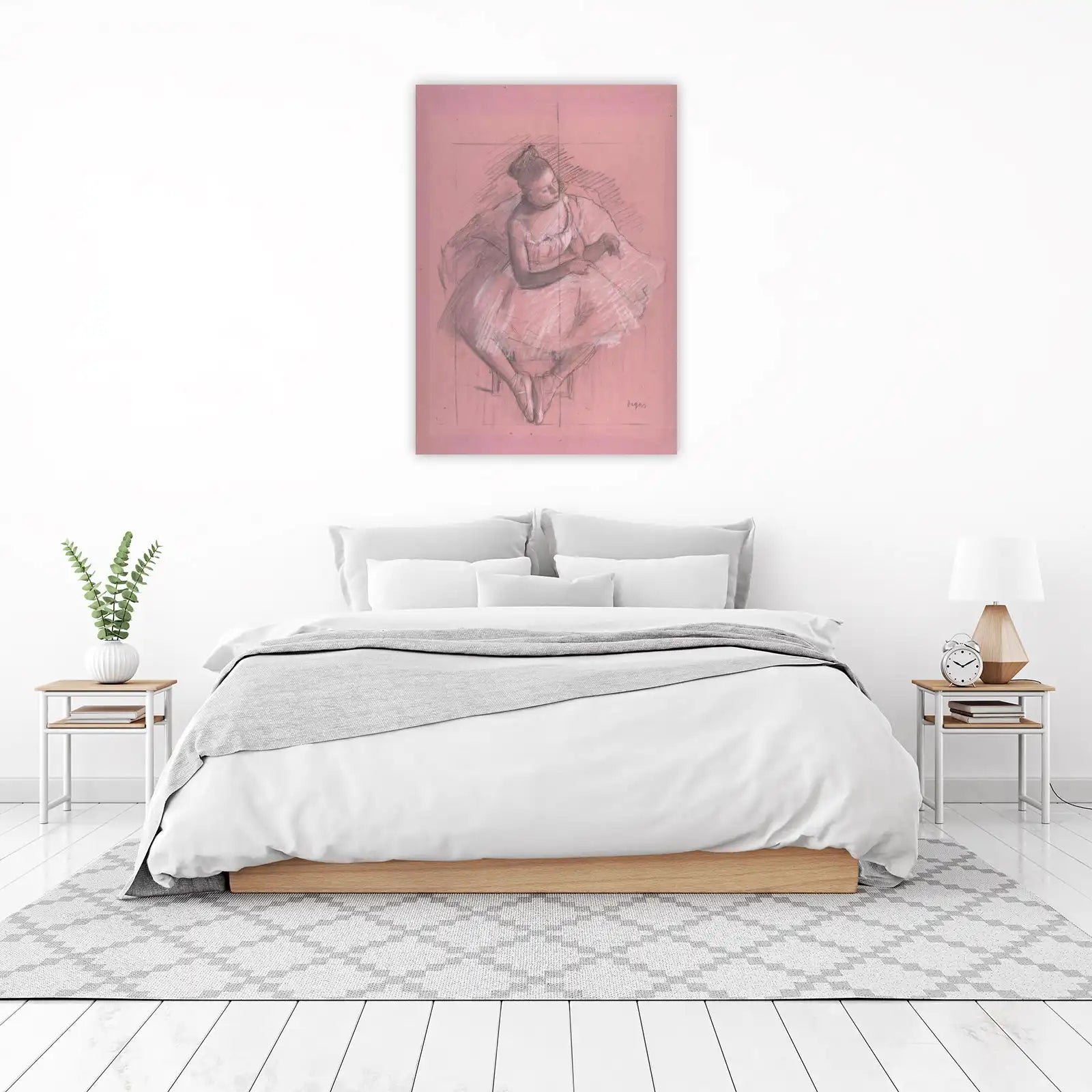 Elegant Ballerina Pose Charcoal Drawing Wall Art