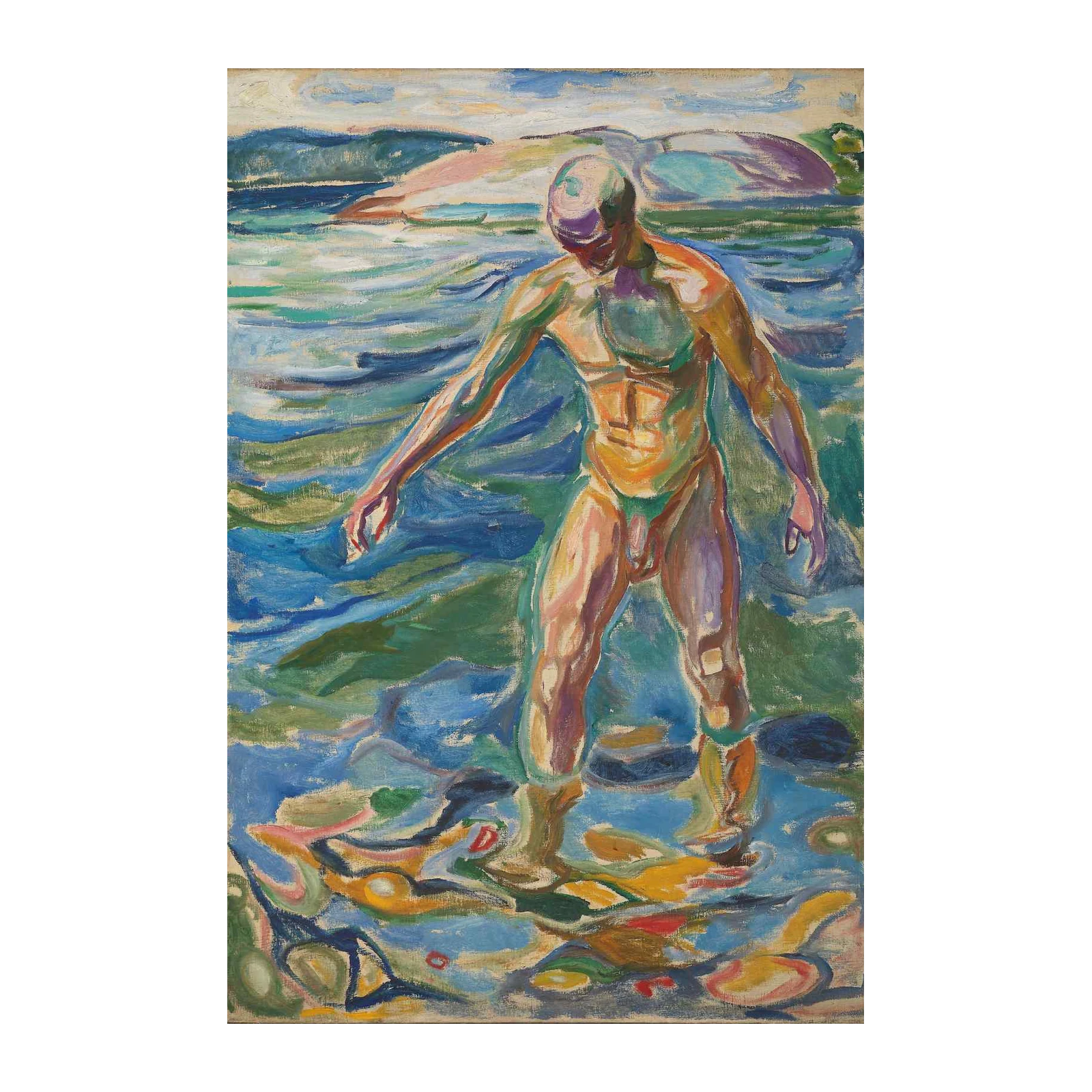 Vibrant Nude Man in Water Wall Art