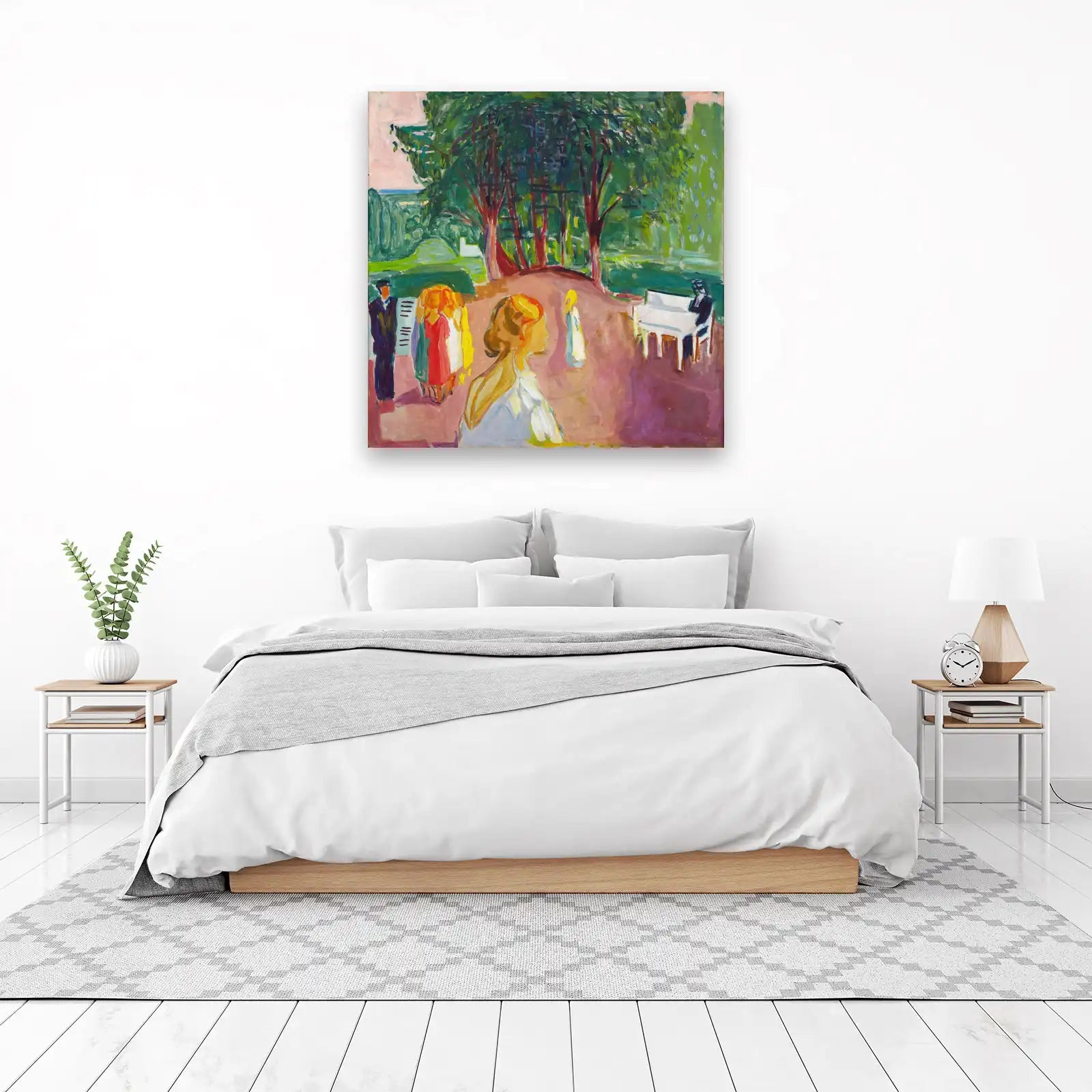 Vibrant Garden Scene Oil Painting Wall Art