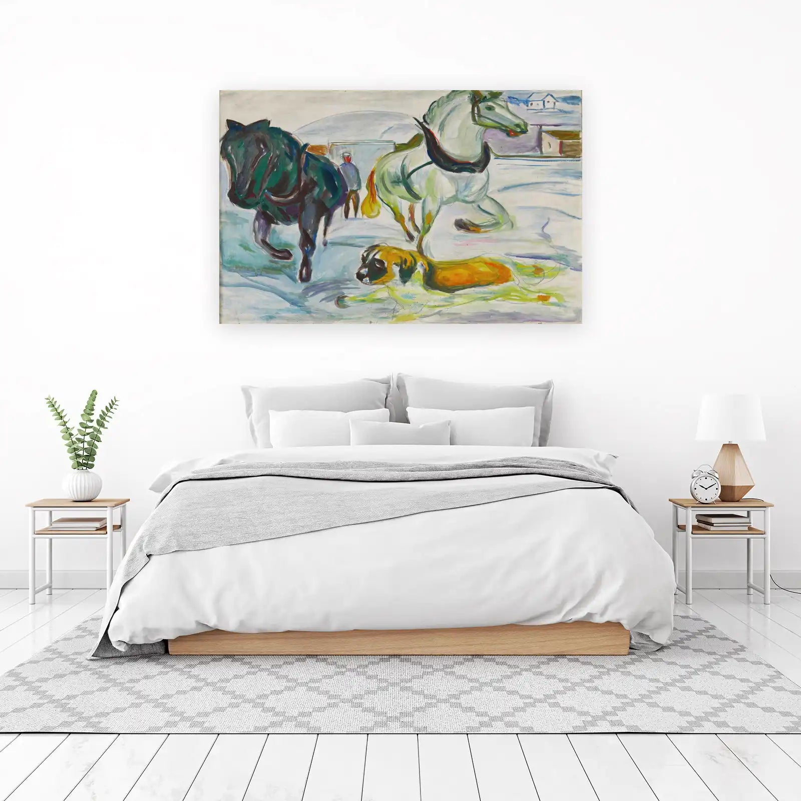 Winter Horses & Dog Expressionist Wall Art