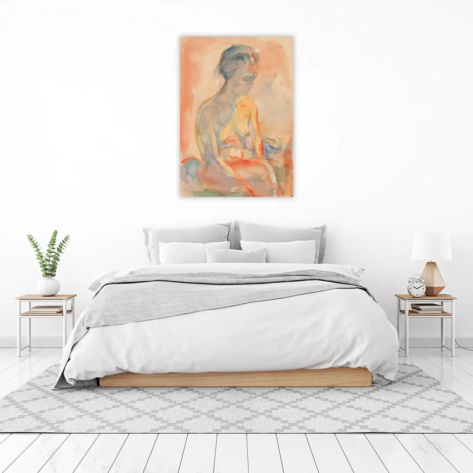 Serene Figure Watercolor Wall Art - Nude Art