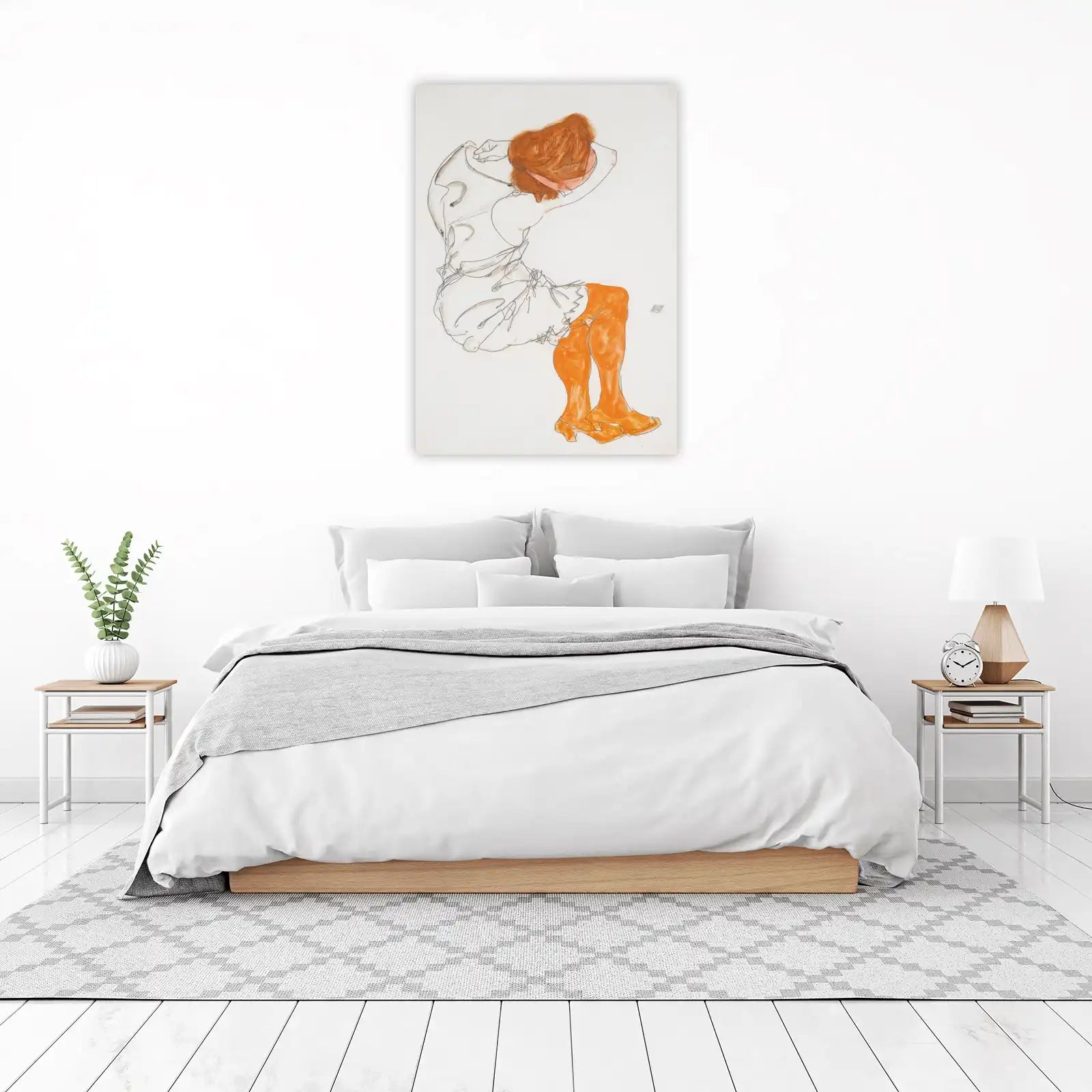Vibrant Figure Study Orange Wall Art