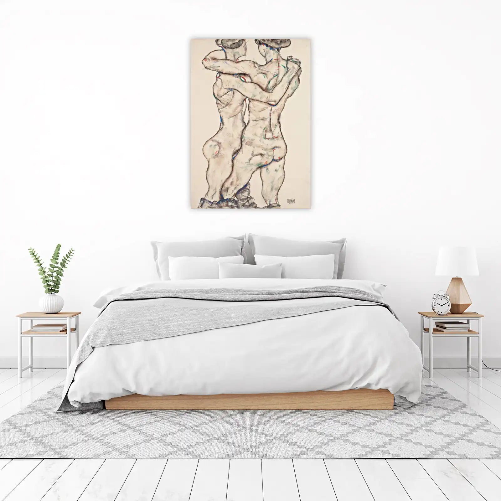 Embrace of Two Figures Expressionist Art Wall Art