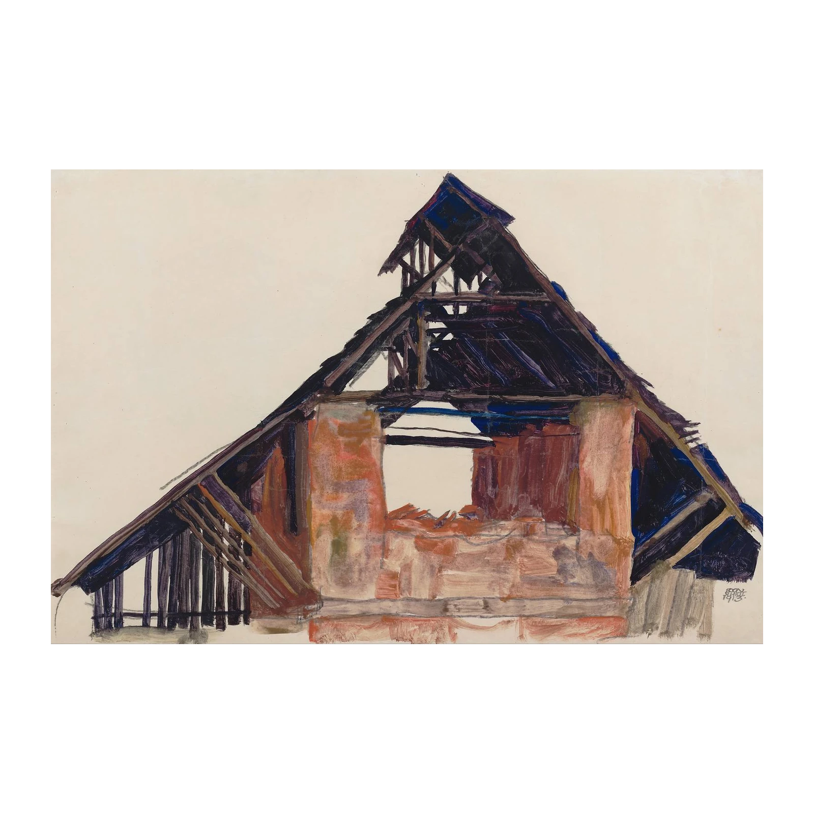 Abstract Ruined Gable House Wall Art