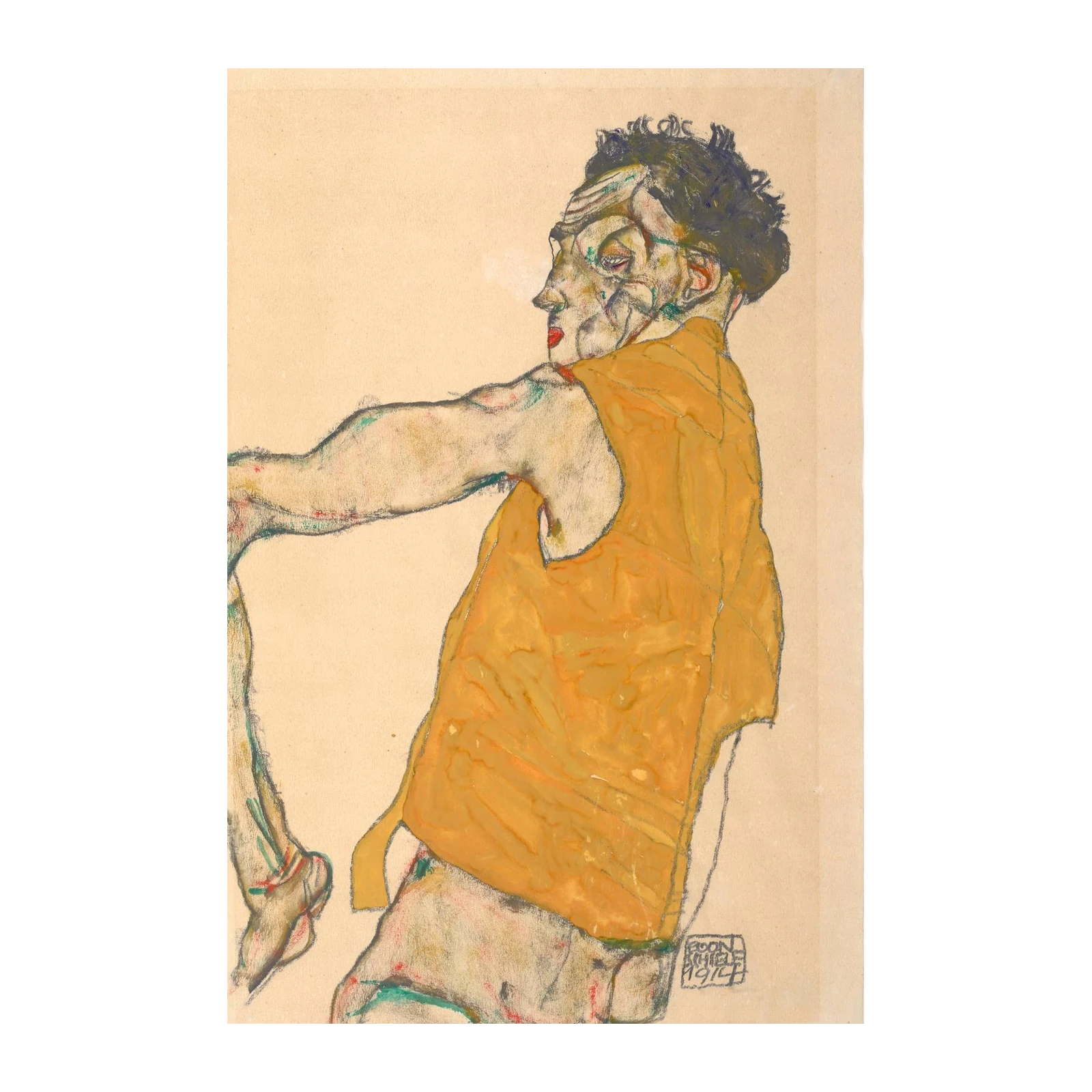 Expressive Portrait Yellow Vest Wall Art