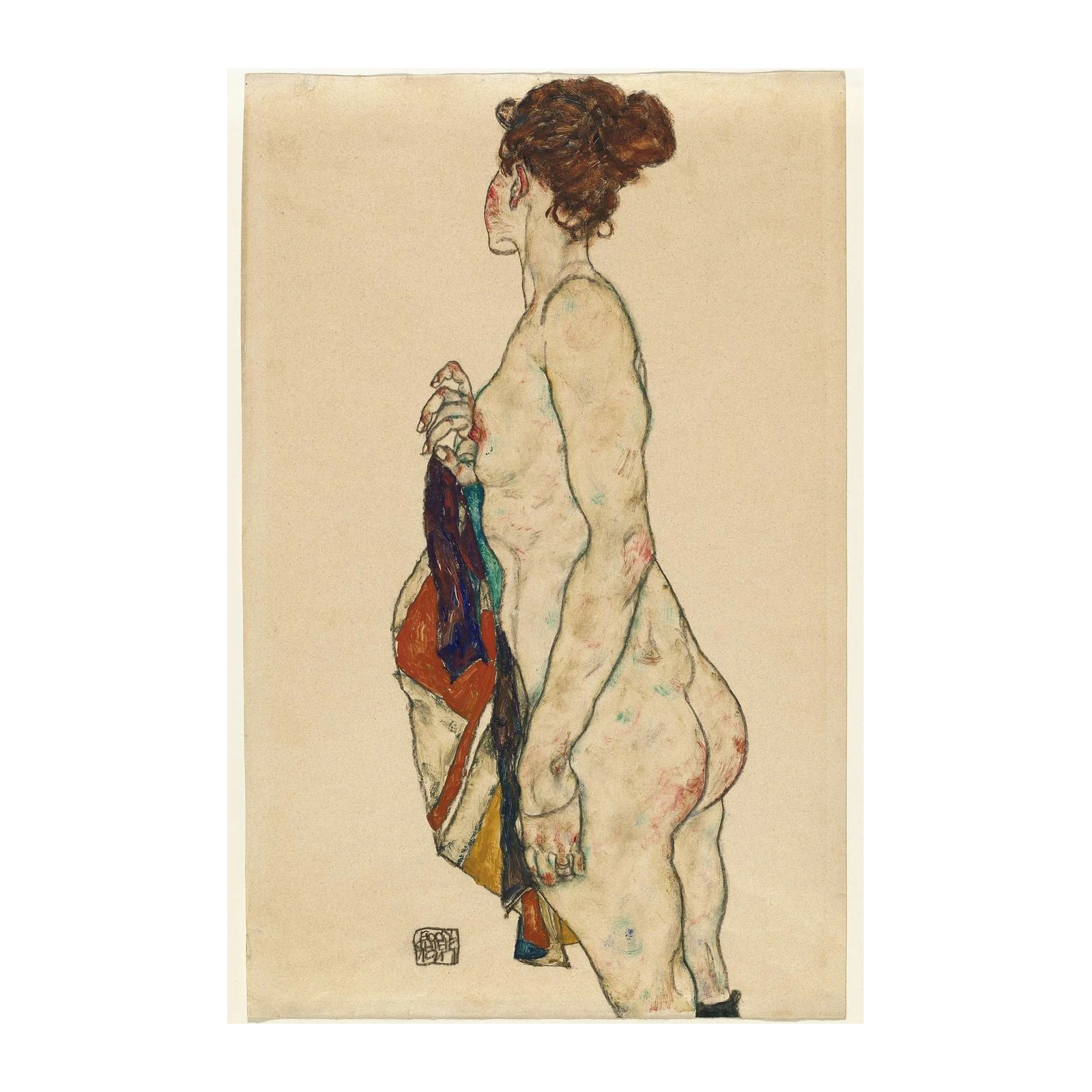 Expressive Nude Woman Art Print