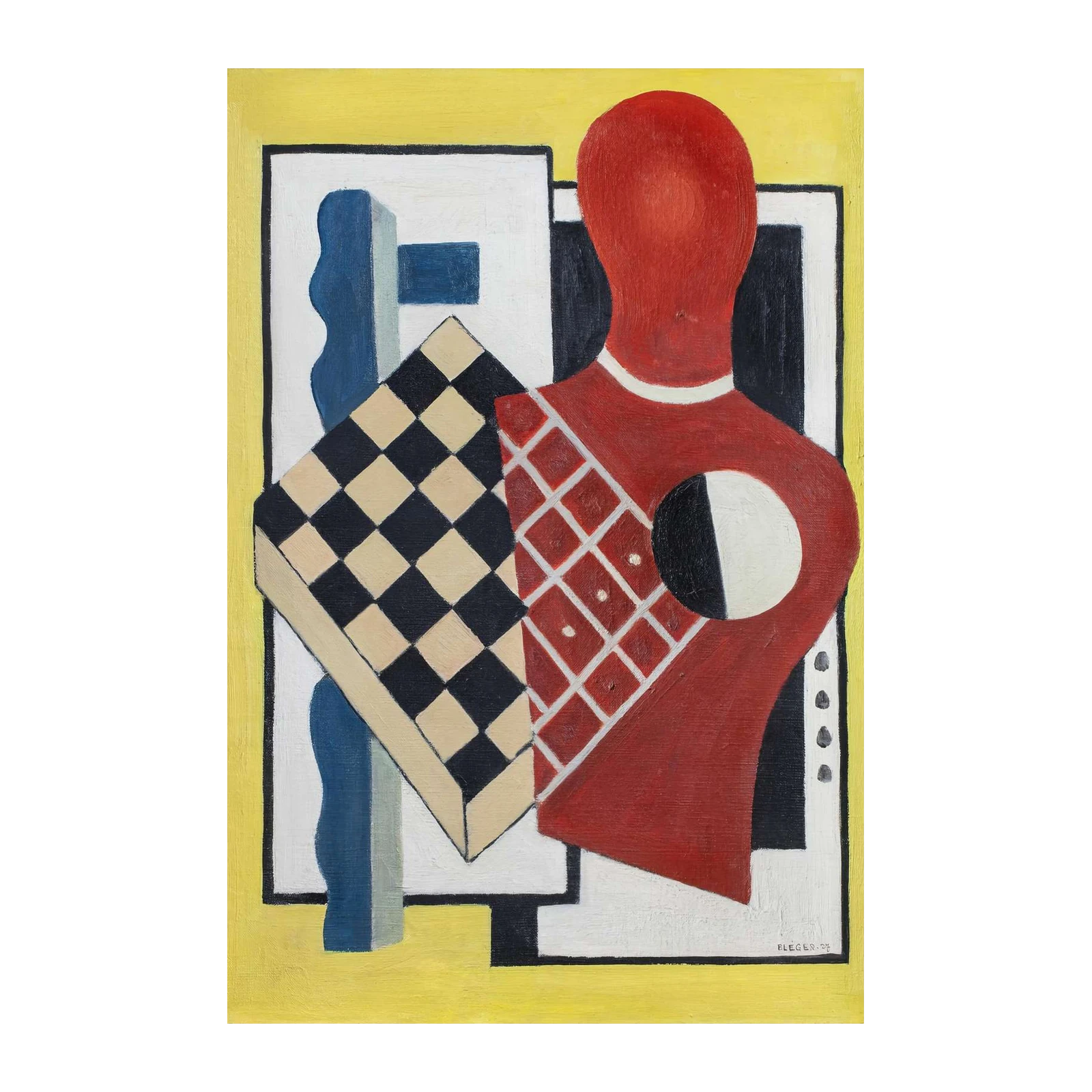 Abstract Red Figure Chessboard Wall Art