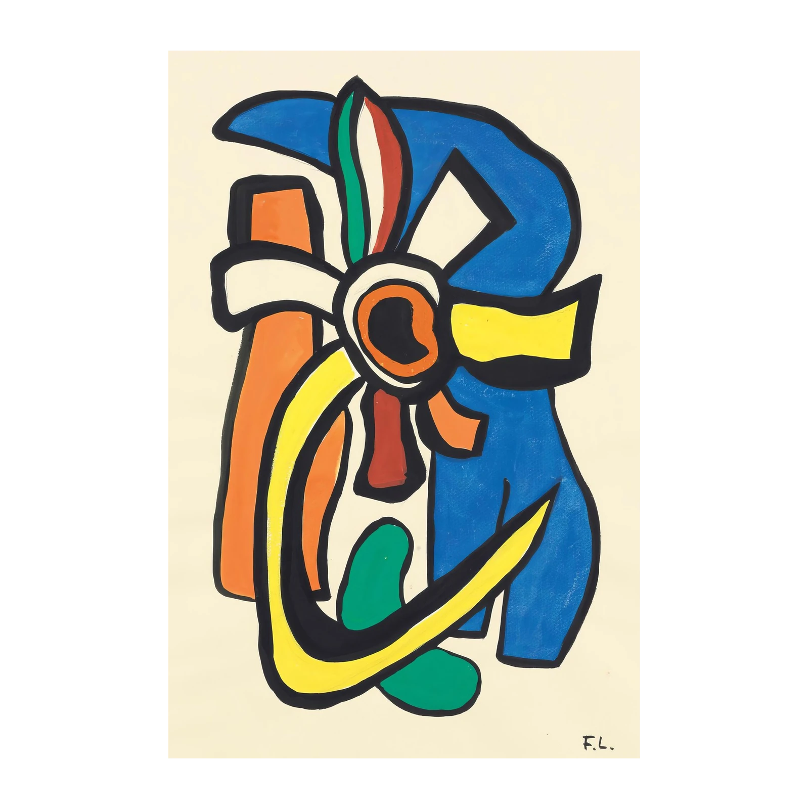 Vibrant Mid-Century Abstract Flower Wall Art